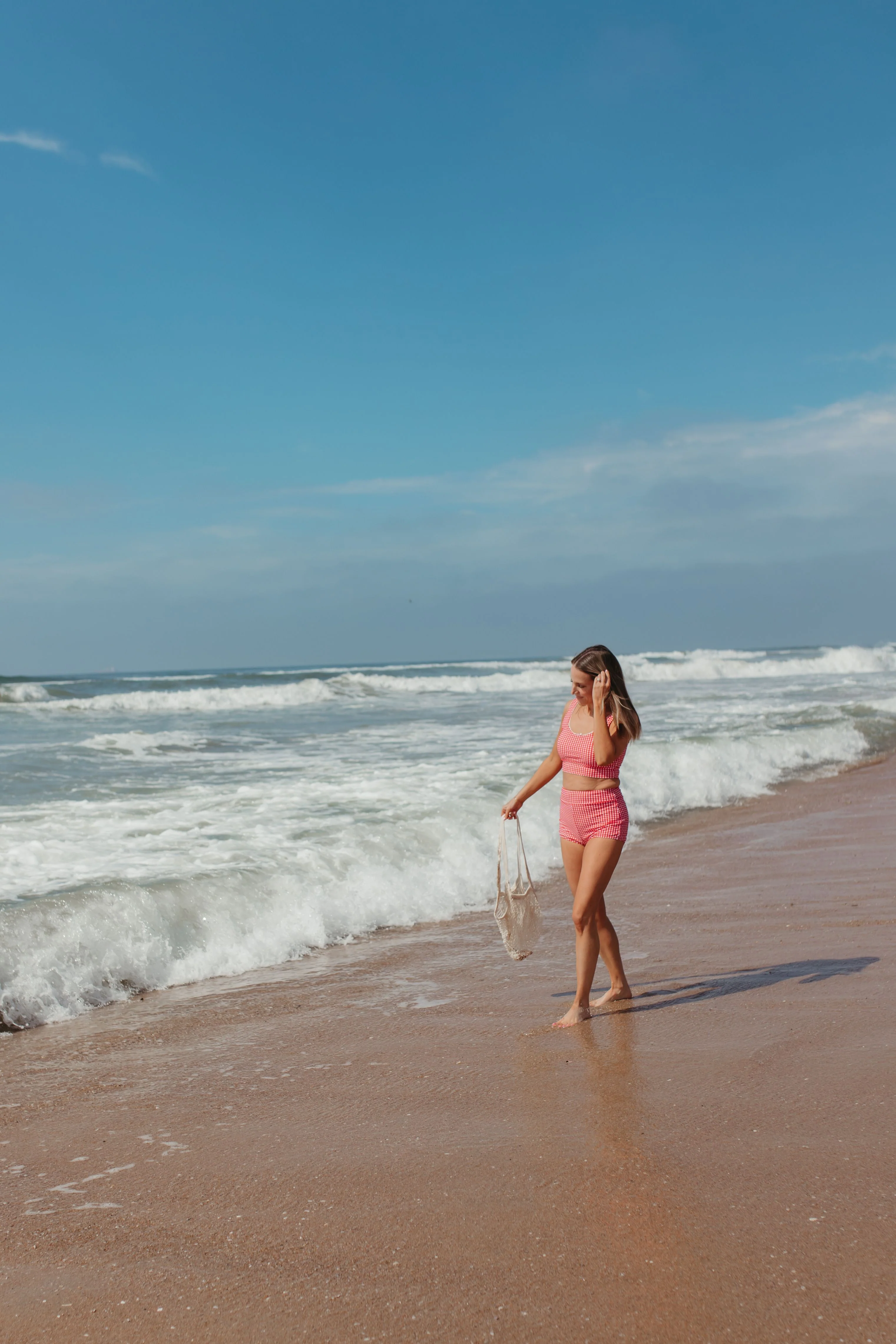 BEACHCOMBER SPORTY SWIM BOY SHORT IN RED GINGHAM BY PINK DESERT - Image 17