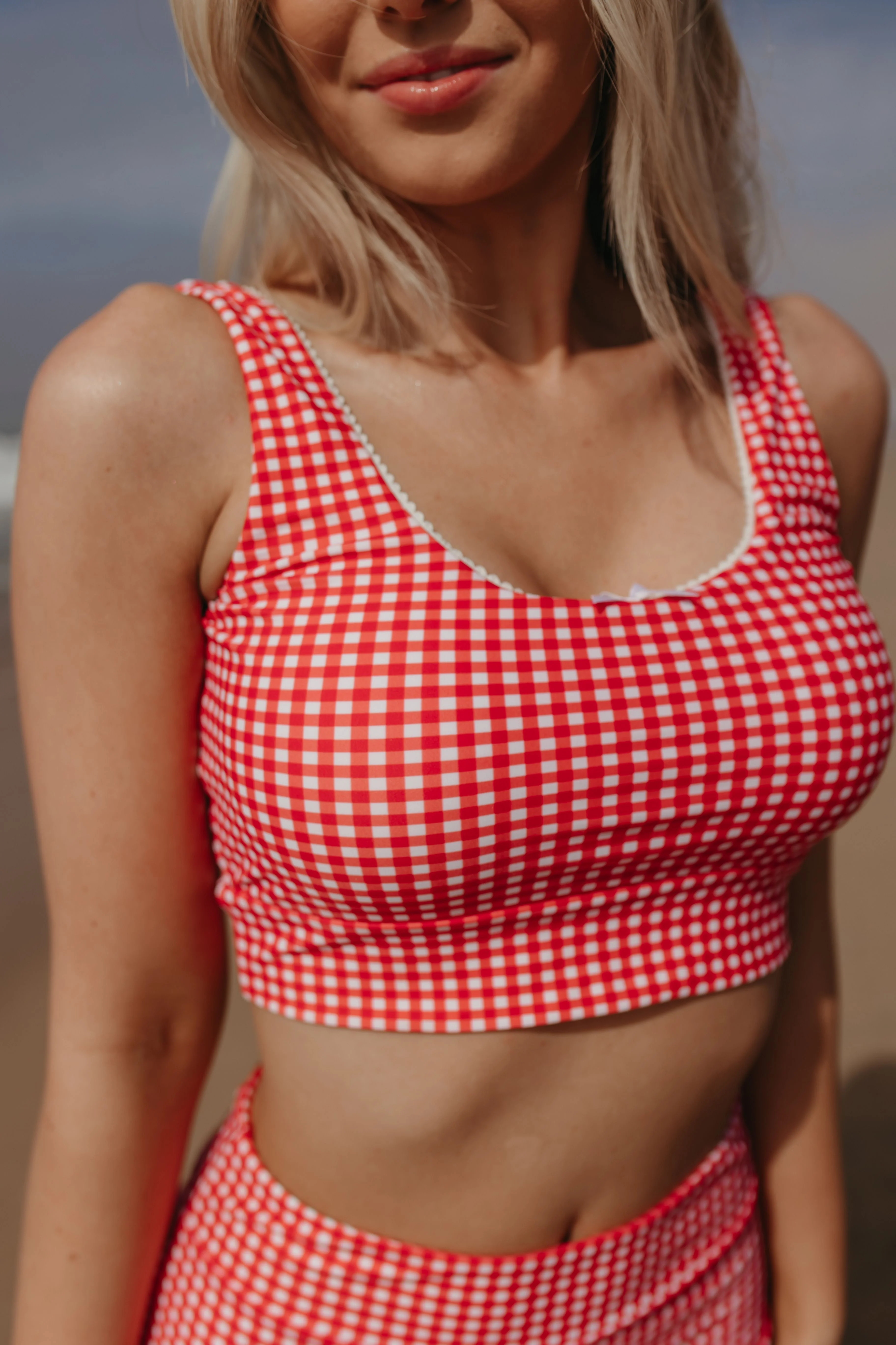BEACHCOMBER SPORTY SWIM TOP IN RED GINGHAM BY PINK DESERT - Image 22