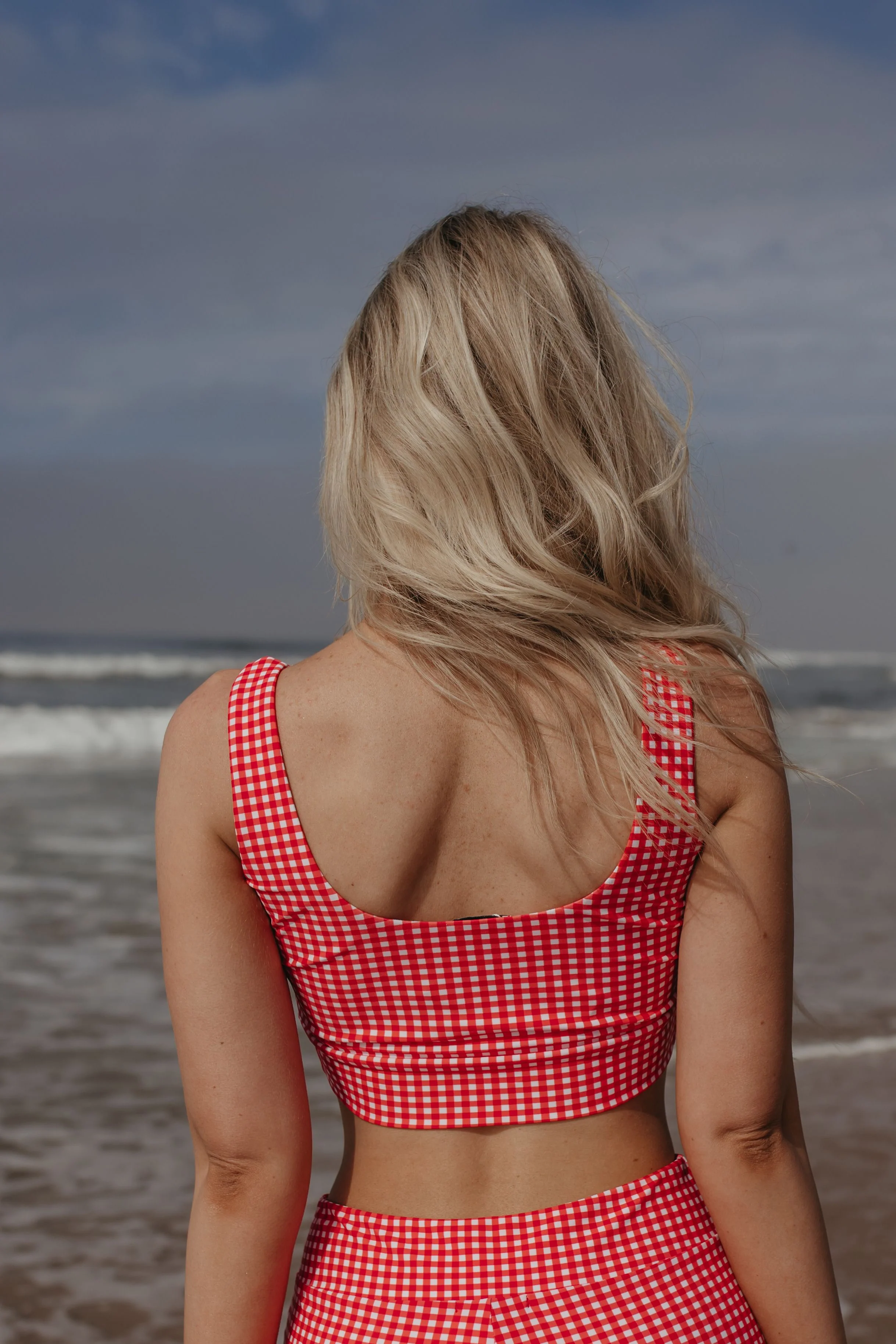 BEACHCOMBER SPORTY SWIM TOP IN RED GINGHAM BY PINK DESERT - Image 24