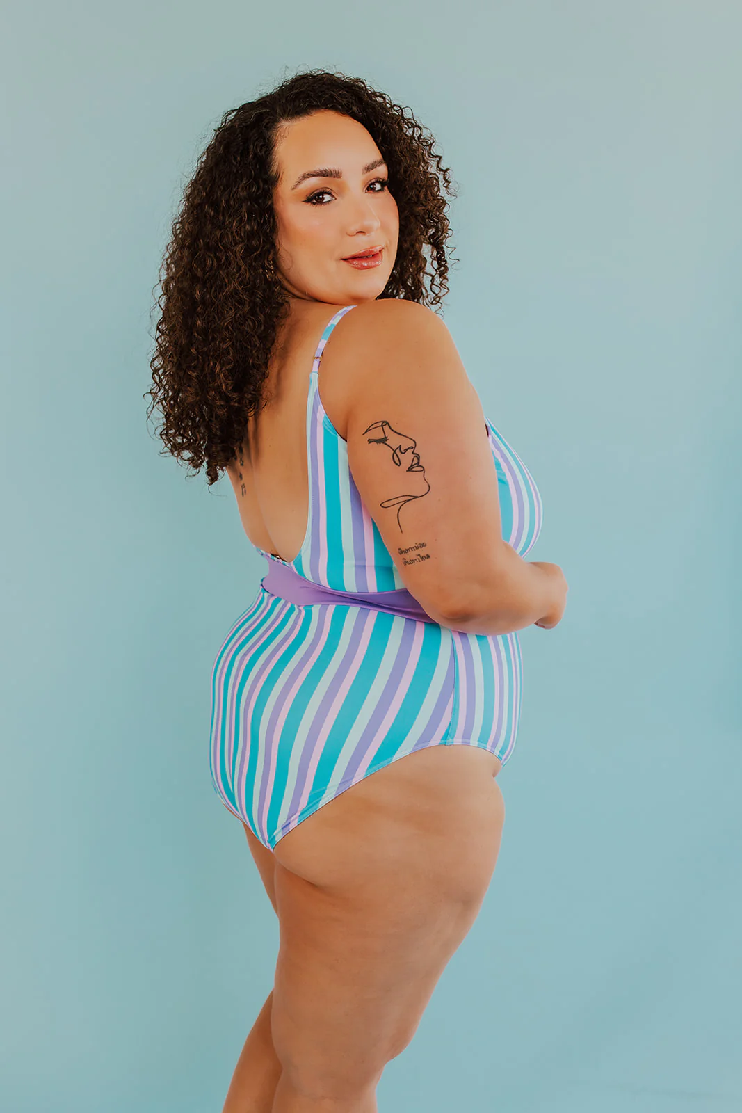 BELTED ONE PIECE IN COTTON CANDY STRIPE BY SARAH TRIPP X PINK DESERT - Image 5