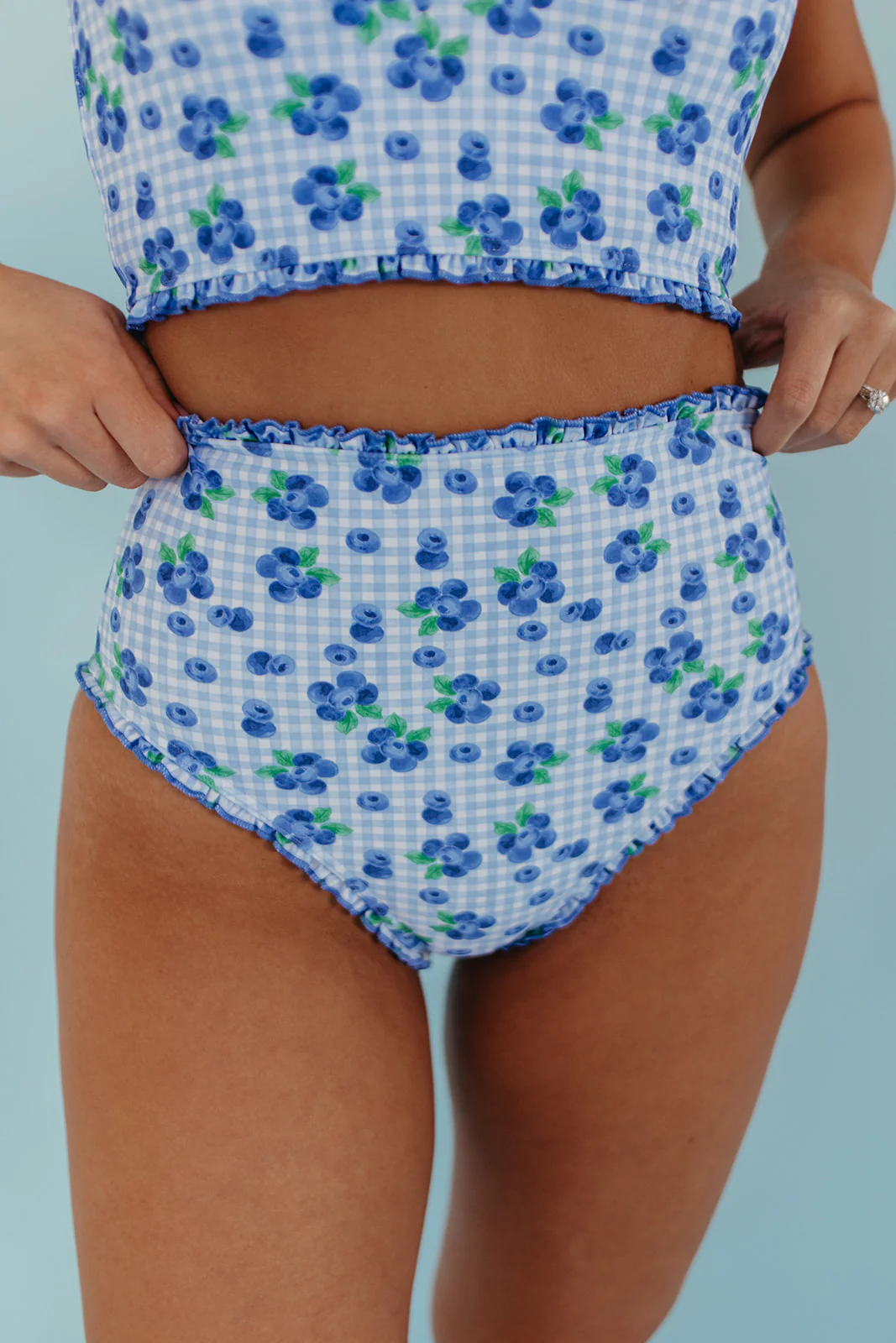 RUFFLE SWIM BOTTOM IN BLUEBERRY GINGHAM BY PINK DESERT - Image 11