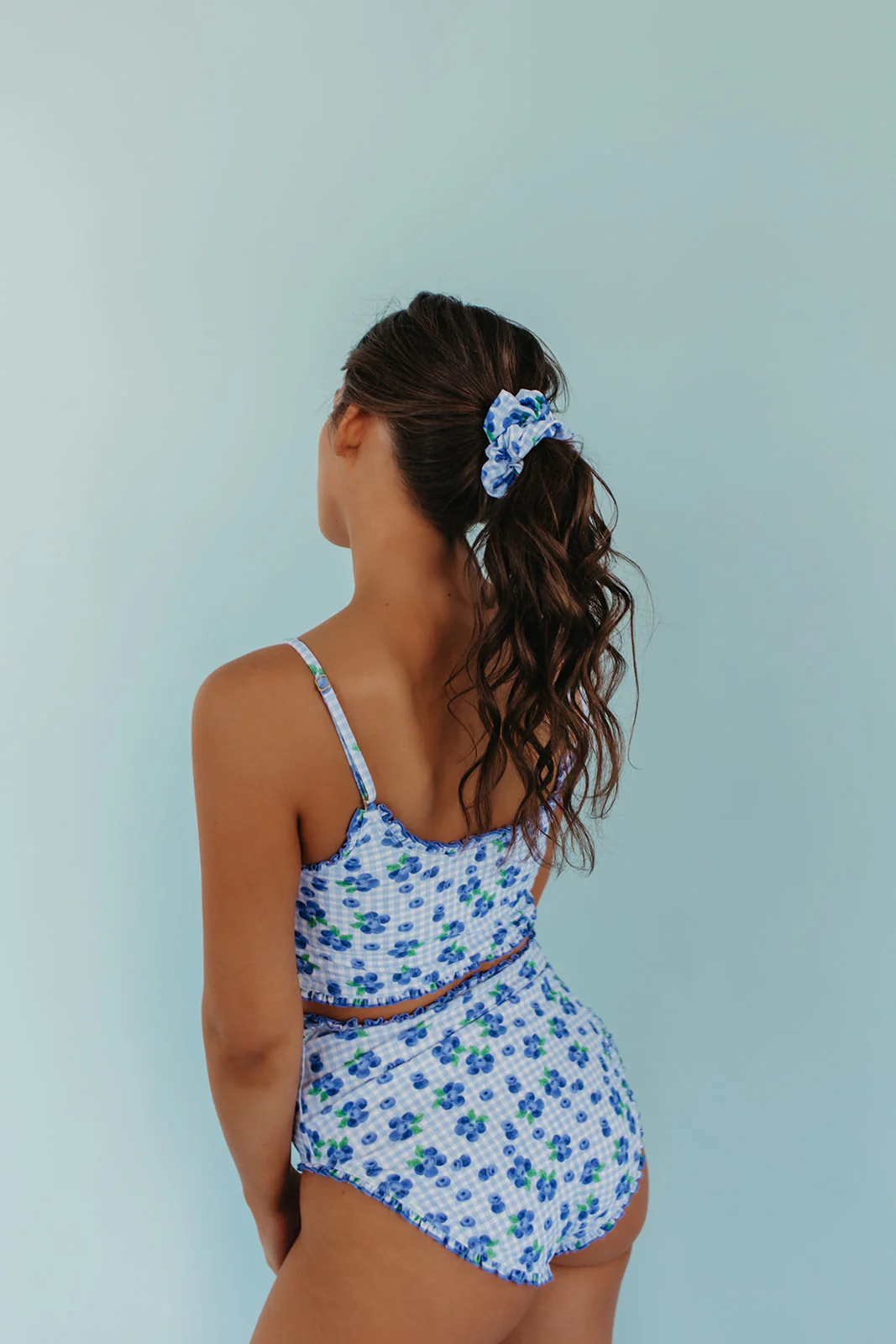RUFFLE SWIM BOTTOM IN BLUEBERRY GINGHAM BY PINK DESERT - Image 9