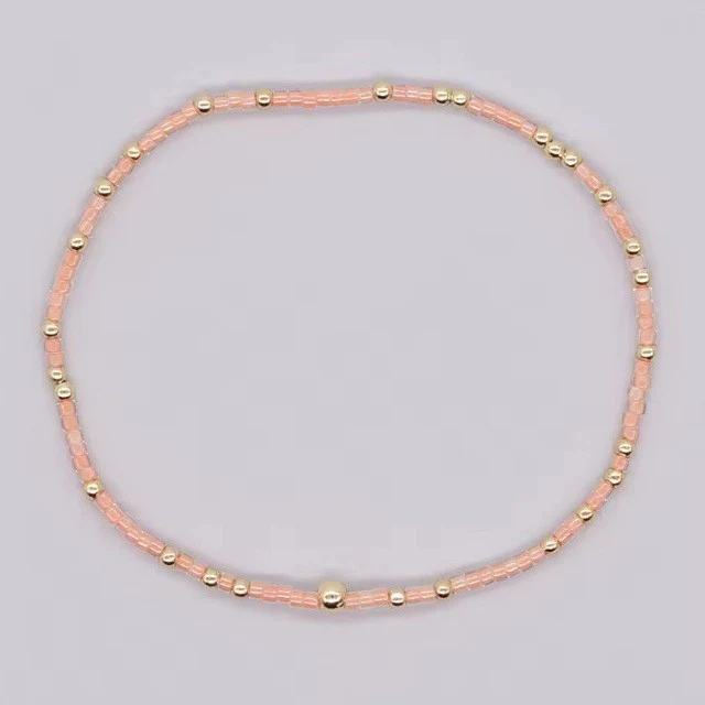 BOHO PEACH AND GOLD BEADED BRACELET - Image 2