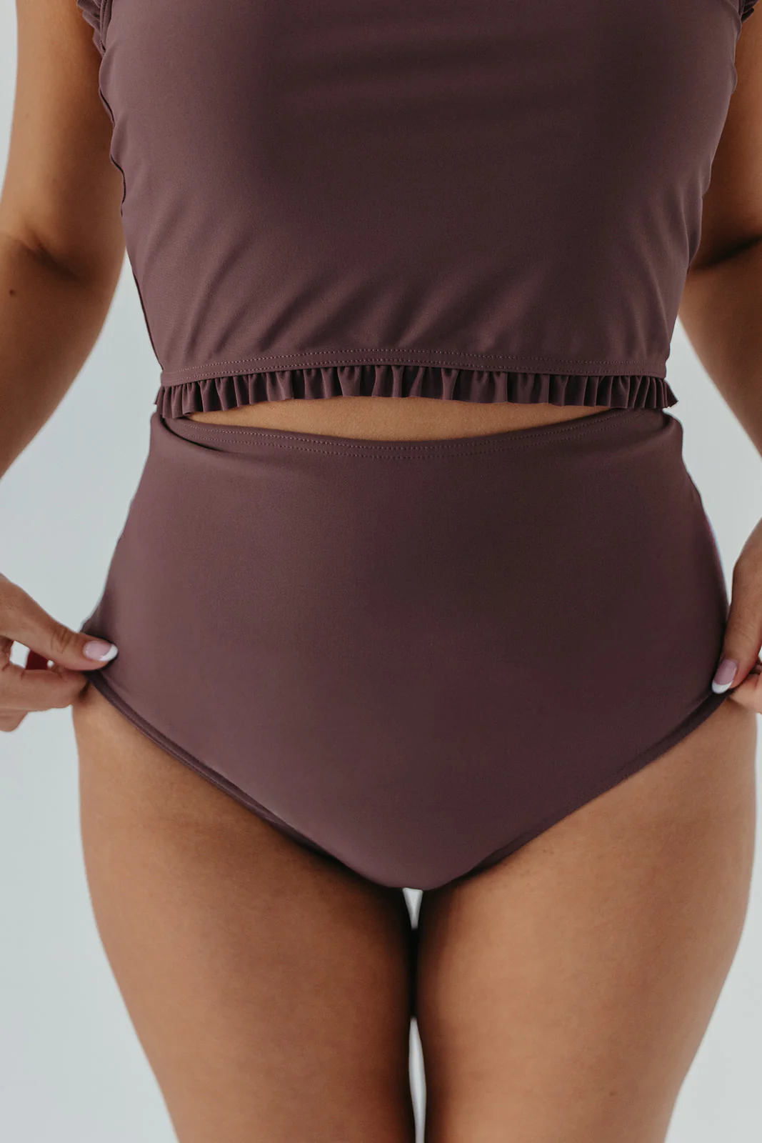 HIGH WAIST SWIM BOTTOMS IN COCOA BY PINK DESERT - Image 7