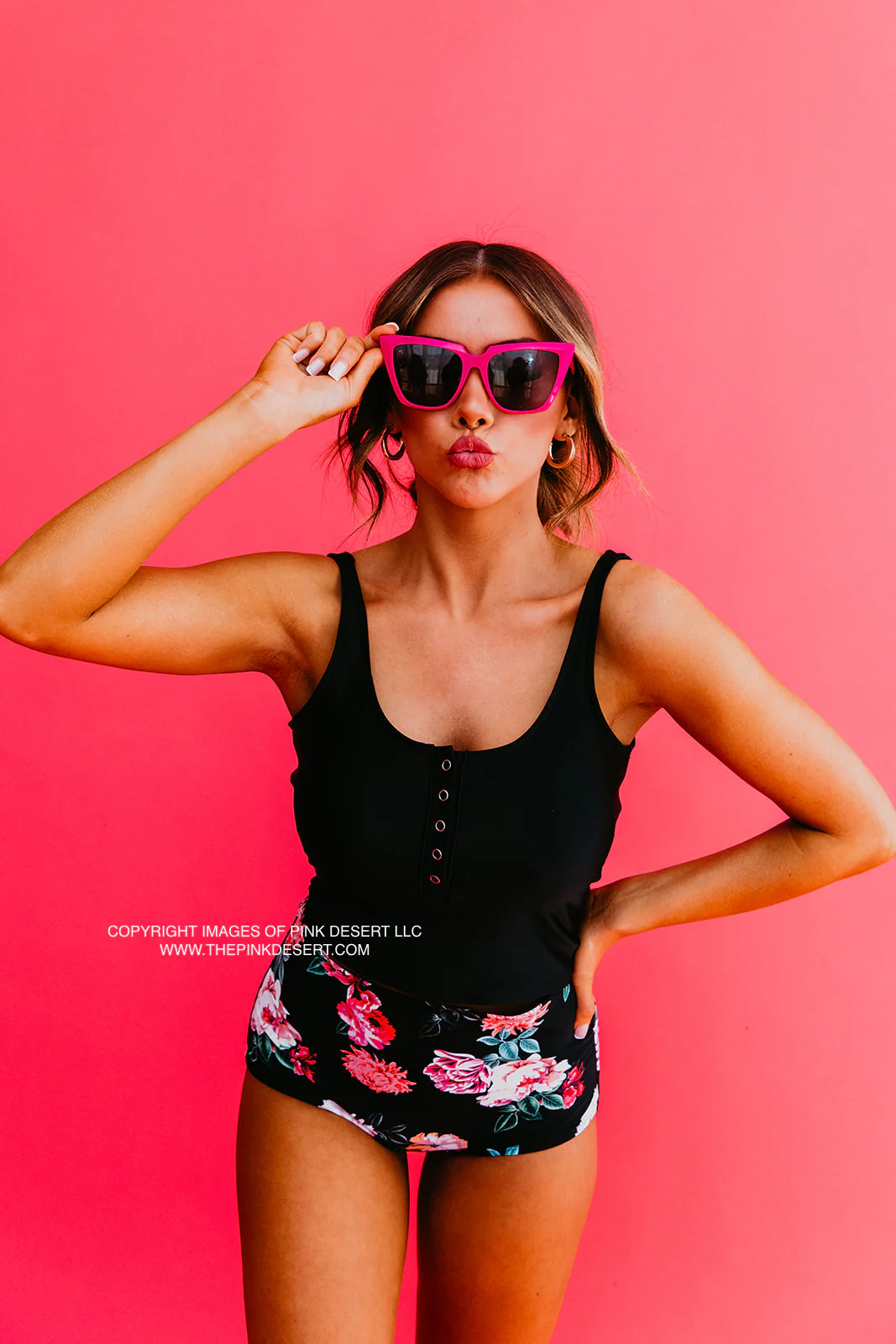 BUTTON FRONT MIDKINI SWIM TOP IN BLACK BY PINK DESERT - Image 6