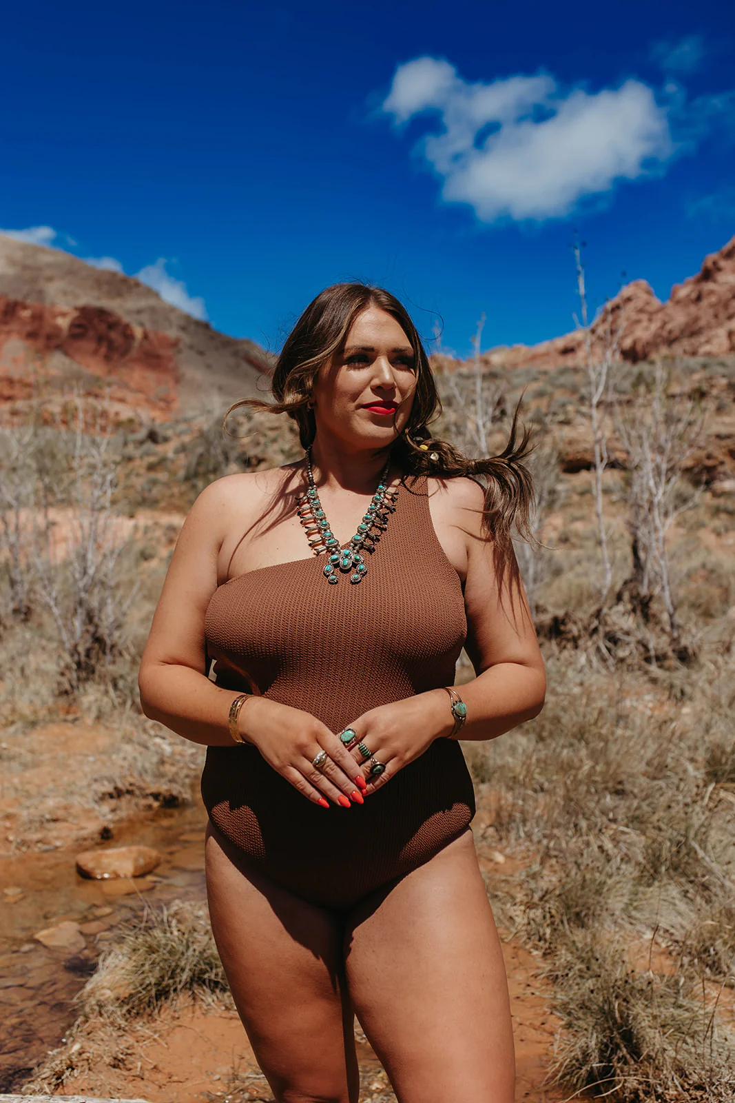 DESERT SCRUNCH ONE SHOULDER ONE PIECE BY SARAH TRIPP X PINK DESERT - Image 3