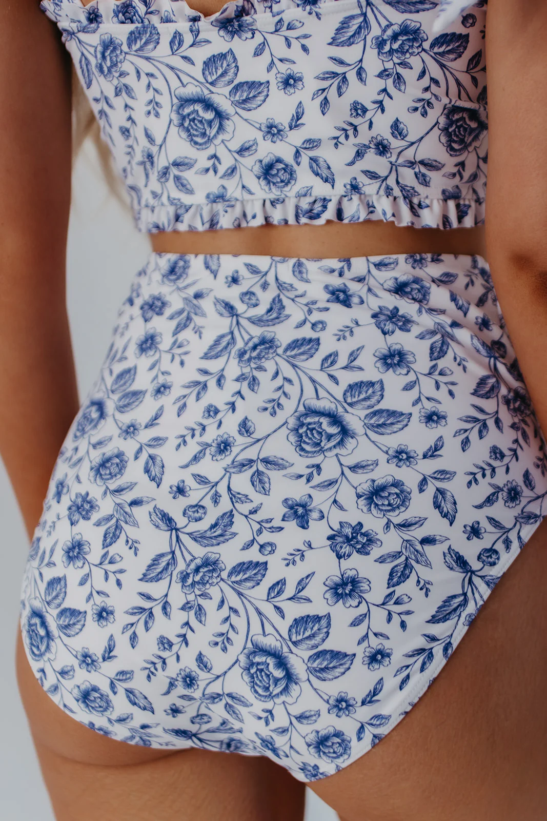 HIGH WAIST SWIM BOTTOMS IN INDIGO FLORAL BY PINK DESERT - Image 8