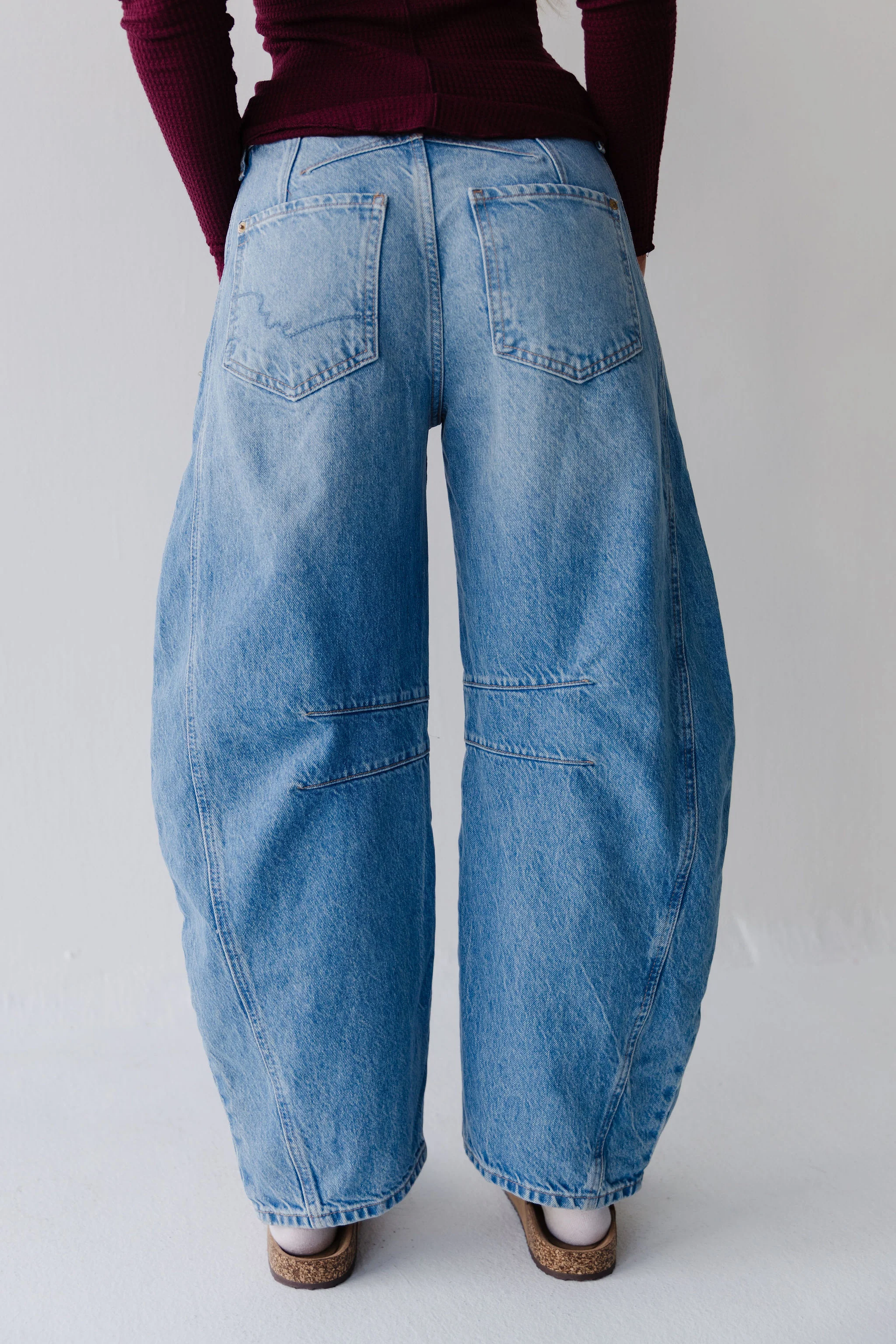 FREE PEOPLE GOOD LUCK MID RISE BARREL JEAN IN ULTRA LIGHT - Image 7