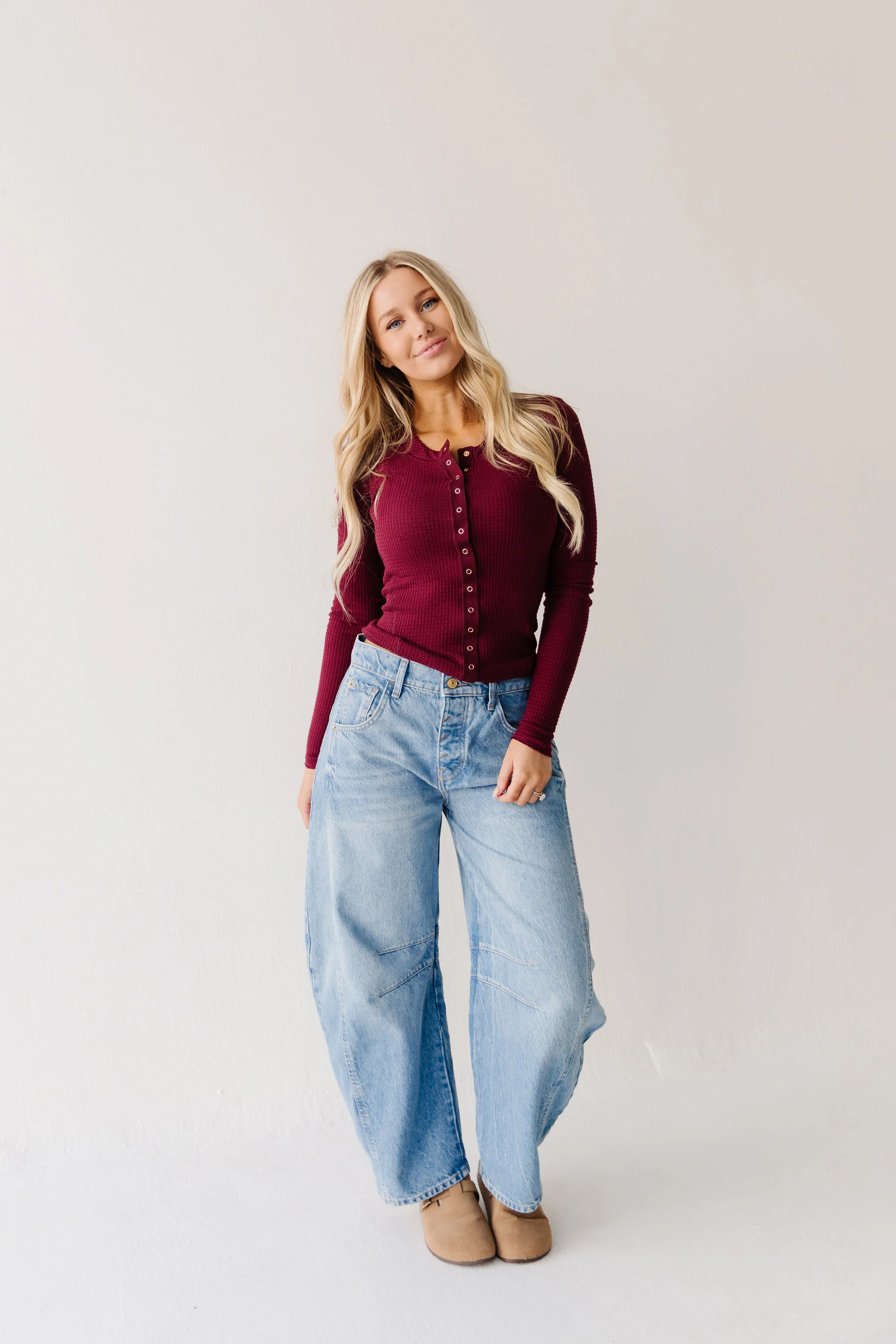 FREE PEOPLE GOOD LUCK MID RISE BARREL JEAN IN ULTRA LIGHT - Image 8