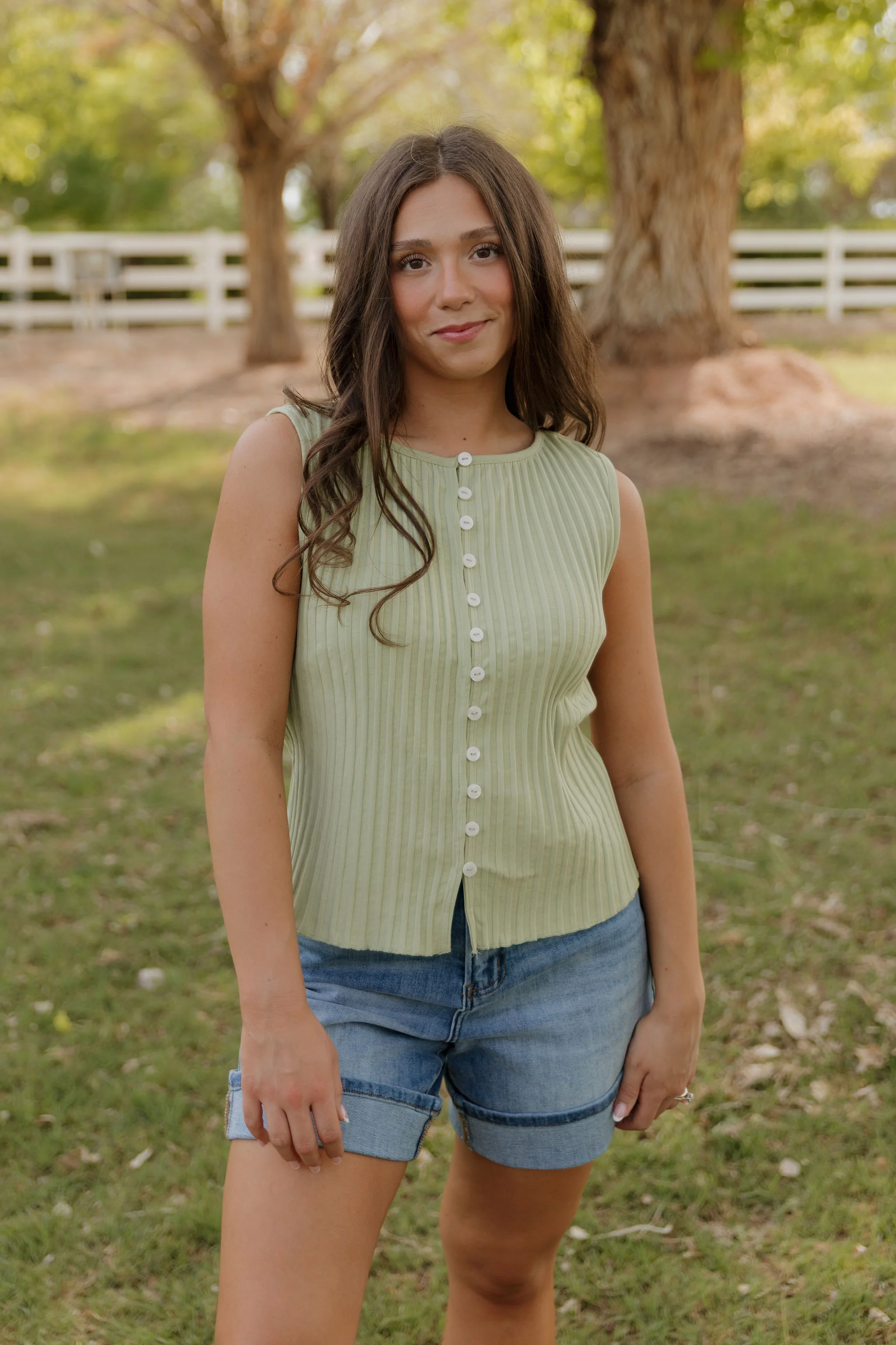FREE PEOPLE TILLY RIBBED VEST IN WEEPING WILLOW