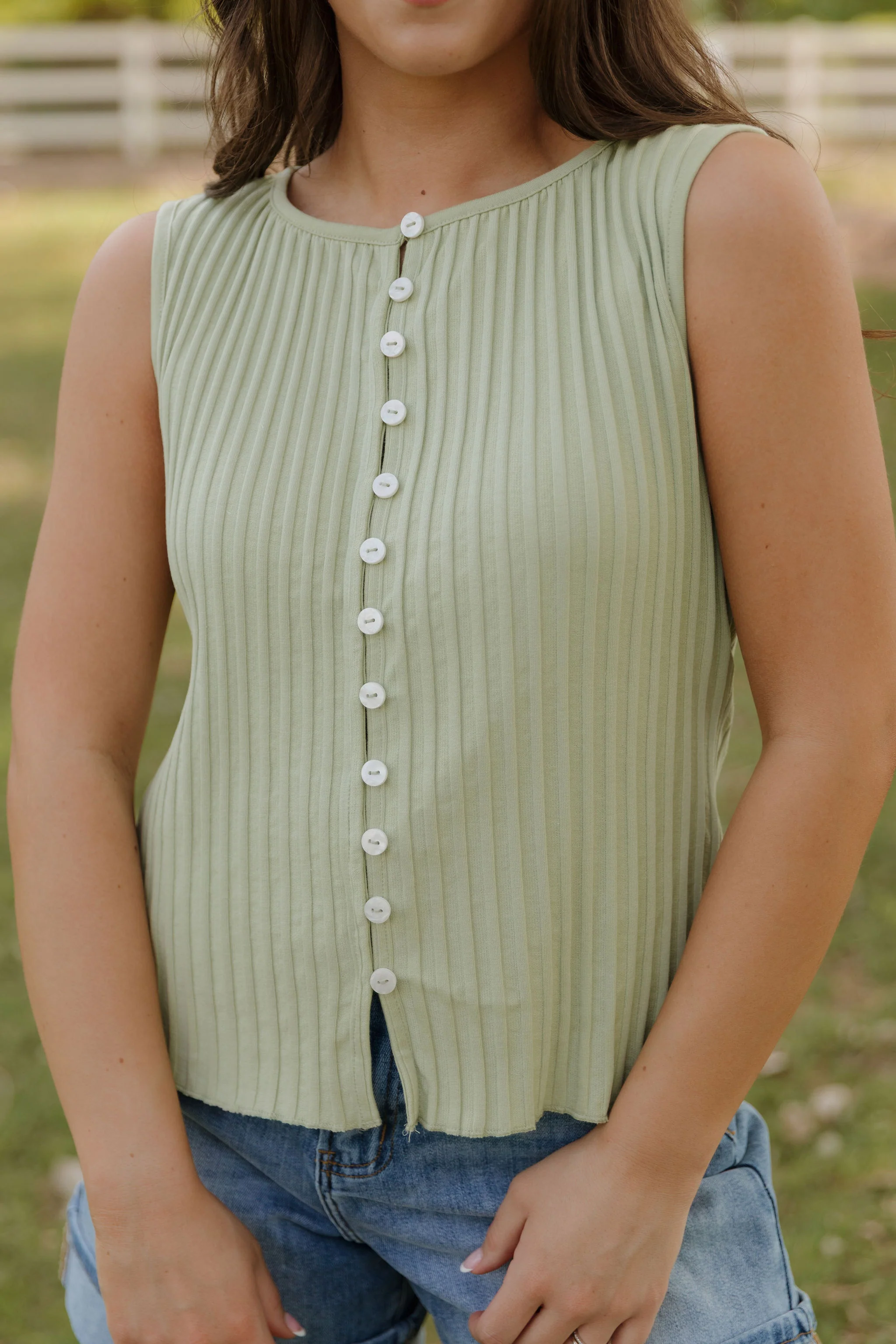 FREE PEOPLE TILLY RIBBED VEST IN WEEPING WILLOW - Image 5