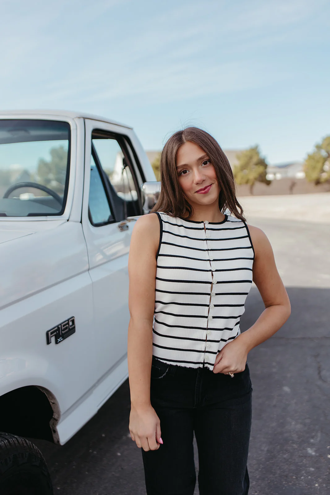 FREE PEOPLE TILLY STRIPED VEST IN BLACK AND WHITE