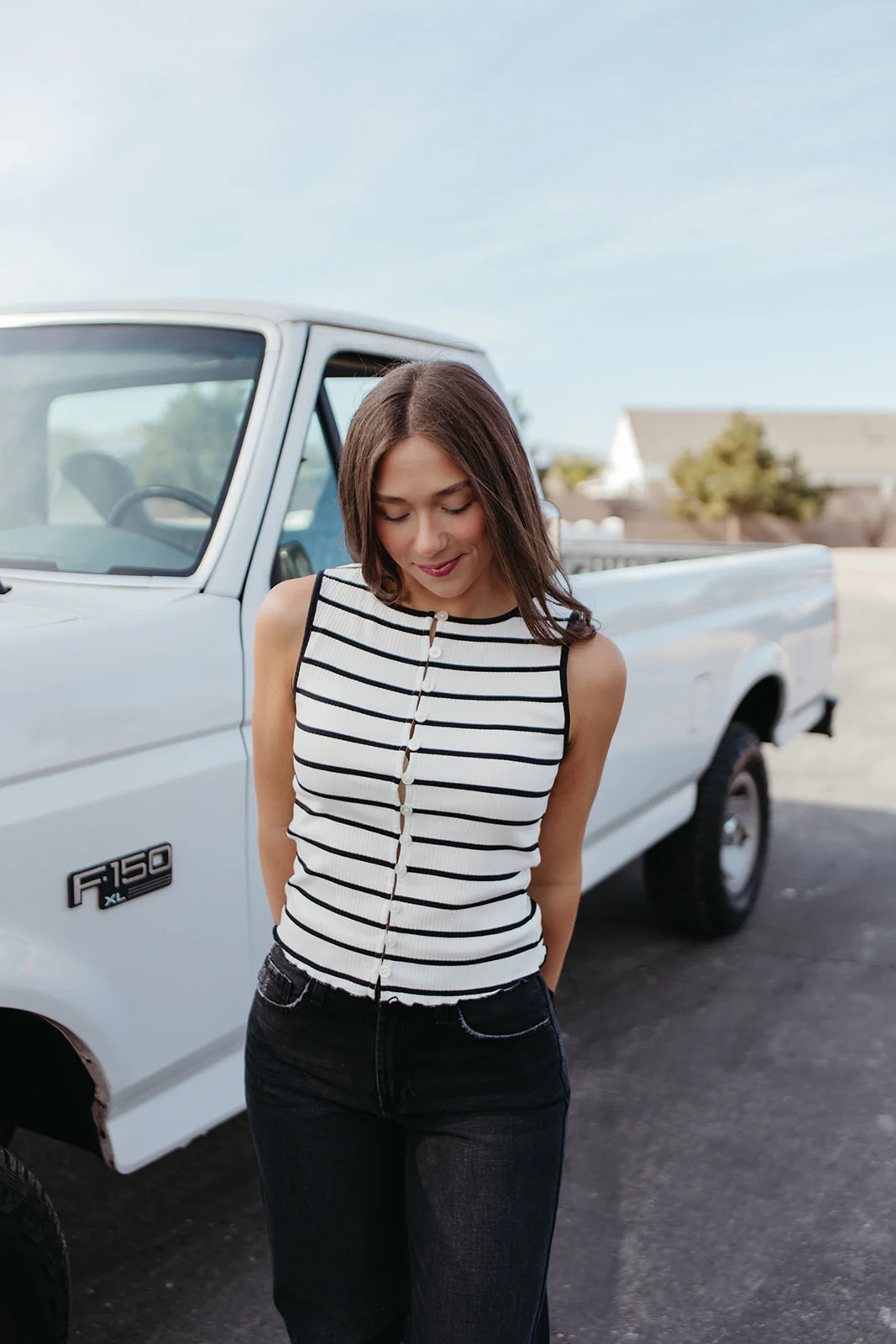 FREE PEOPLE TILLY STRIPED VEST IN BLACK AND WHITE - Image 2