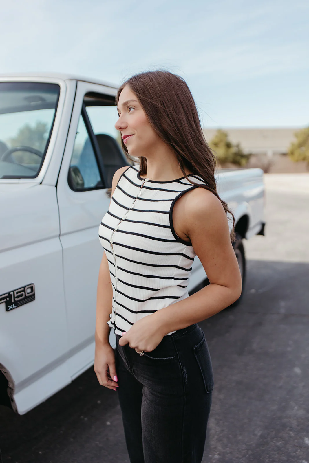 FREE PEOPLE TILLY STRIPED VEST IN BLACK AND WHITE - Image 3