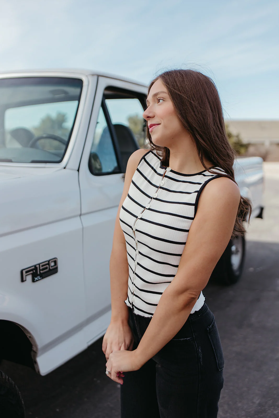 FREE PEOPLE TILLY STRIPED VEST IN BLACK AND WHITE - Image 4