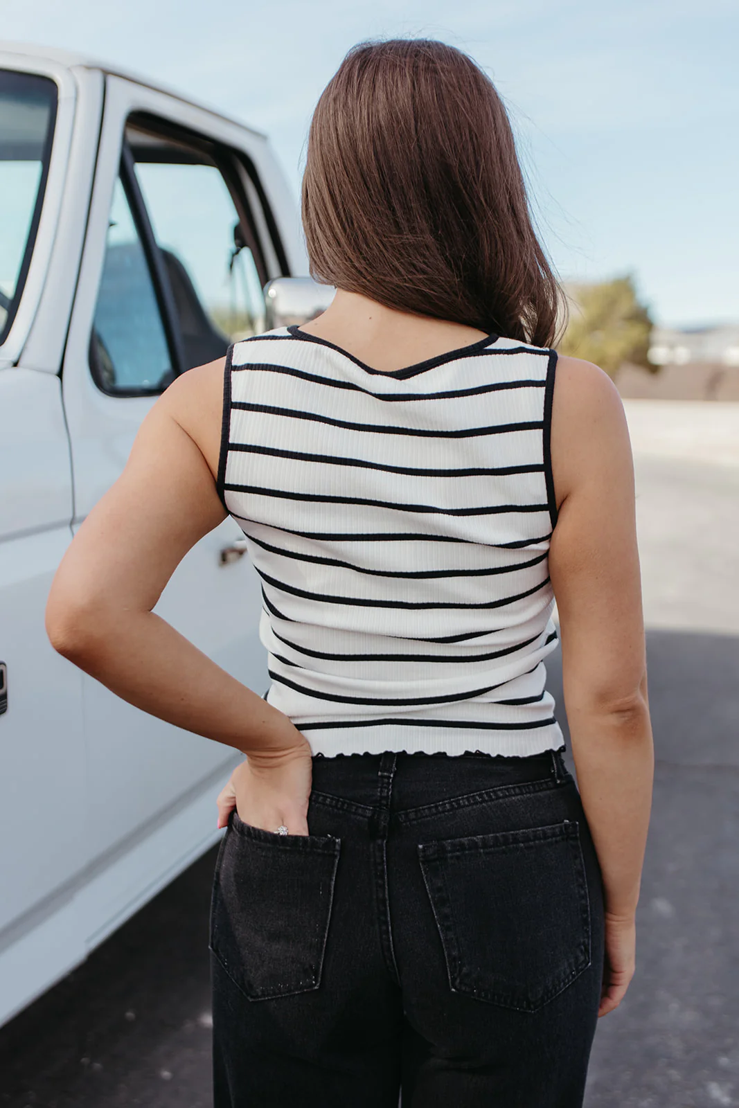 FREE PEOPLE TILLY STRIPED VEST IN BLACK AND WHITE - Image 5