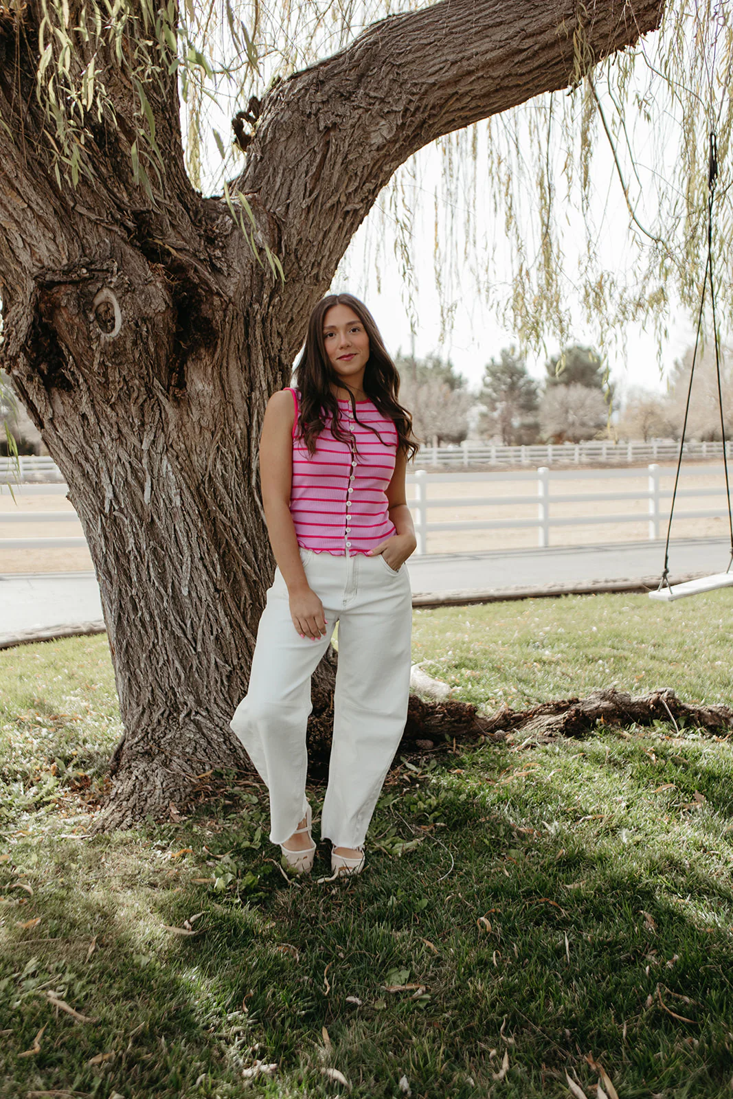FREE PEOPLE TILLY STRIPED VEST IN ORCHID COMBO - Image 3