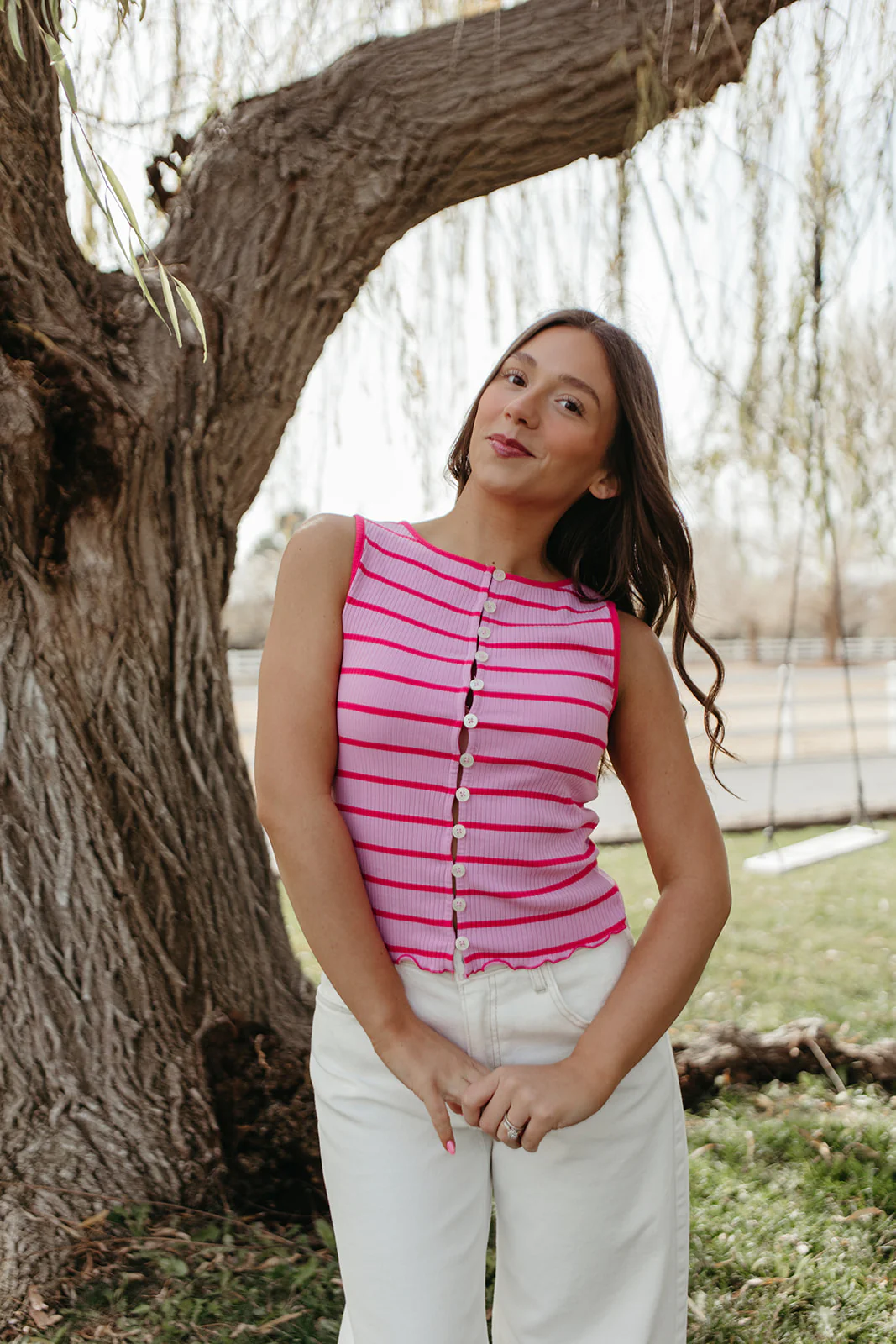 FREE PEOPLE TILLY STRIPED VEST IN ORCHID COMBO - Image 7