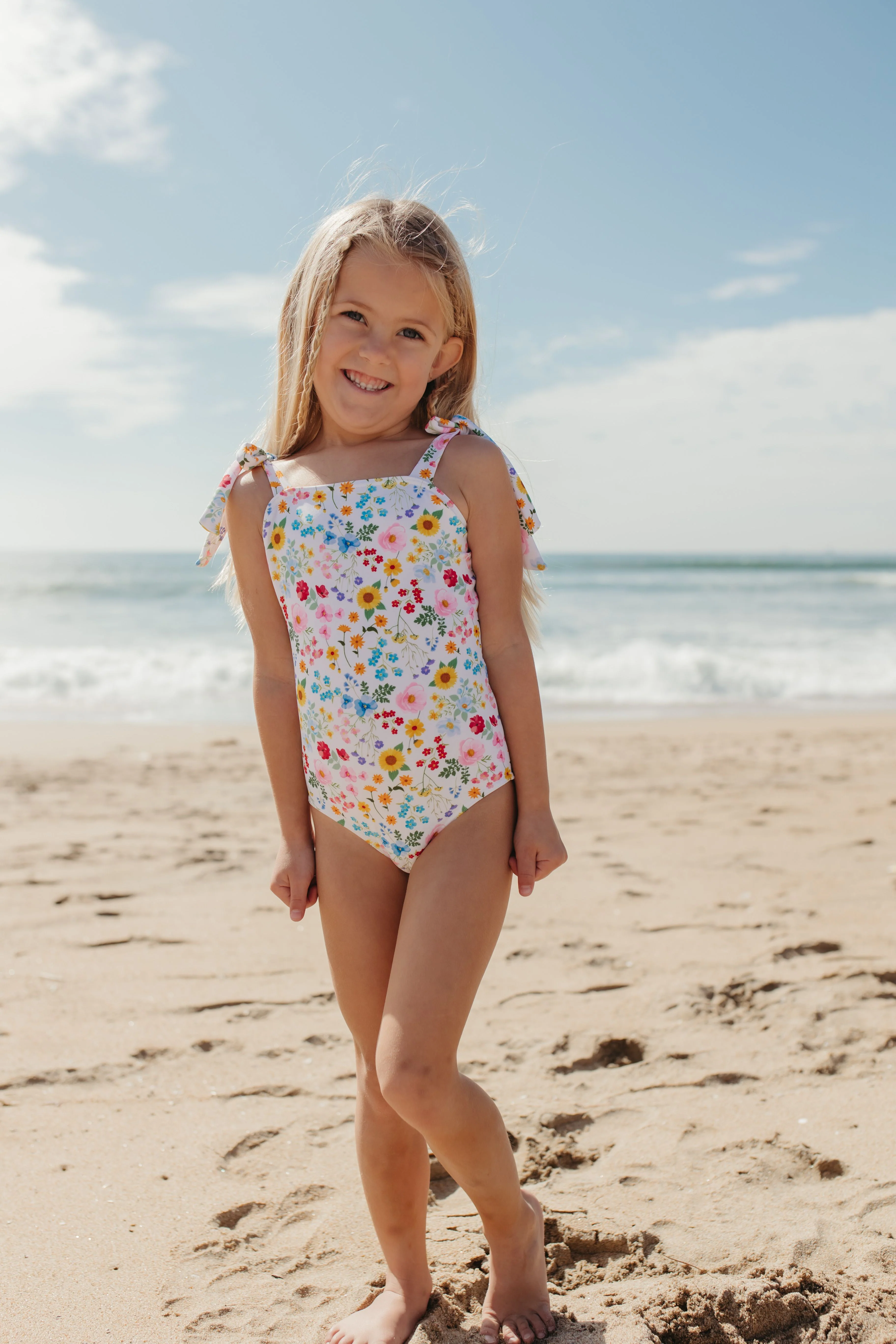 GIRLS TIE STRAP ONE PIECE IN BEACH BLOSSOM BY PINK DESERT - Image 3