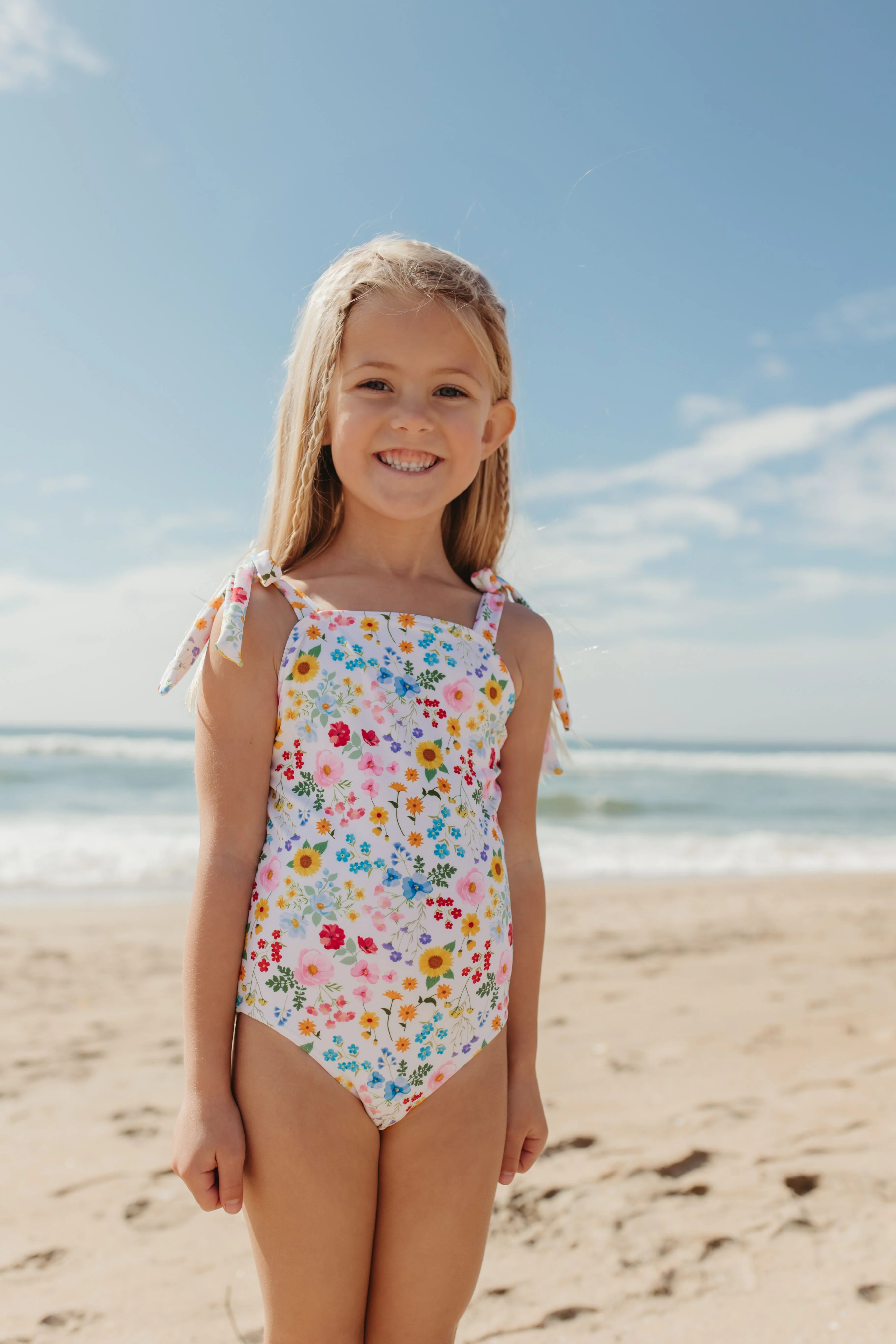GIRLS TIE STRAP ONE PIECE IN BEACH BLOSSOM BY PINK DESERT - Image 5