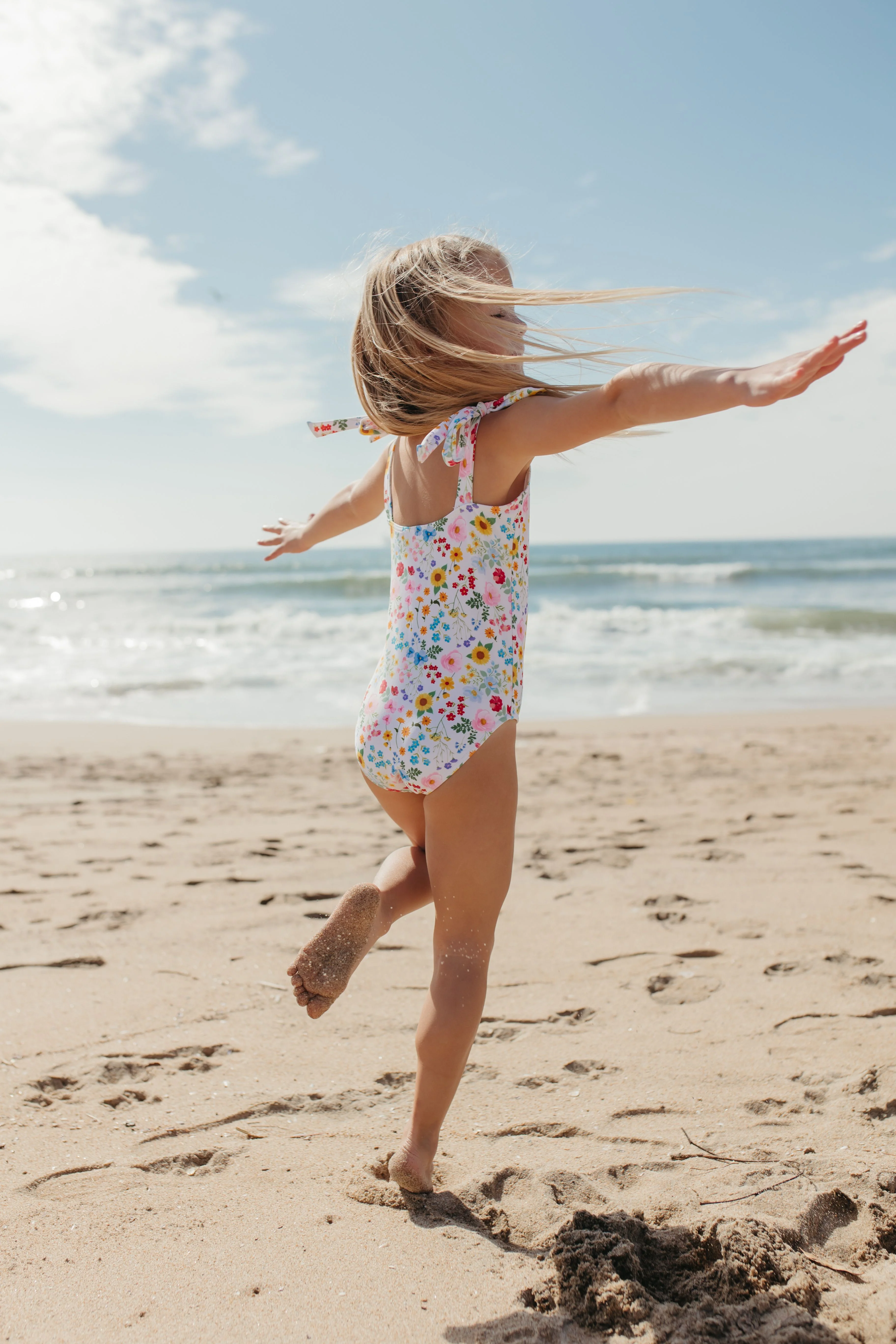 GIRLS TIE STRAP ONE PIECE IN BEACH BLOSSOM BY PINK DESERT - Image 6