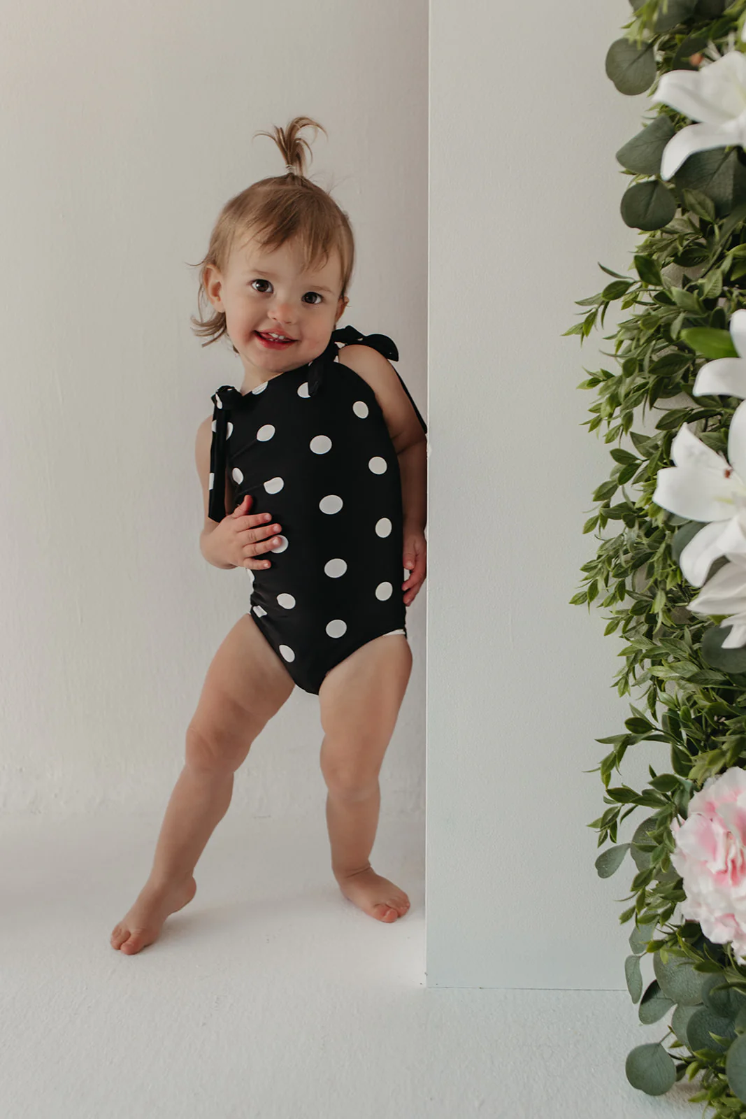 GIRLS TIE STRAP ONE PIECE IN DOTS BY PINK DESERT - Image 2