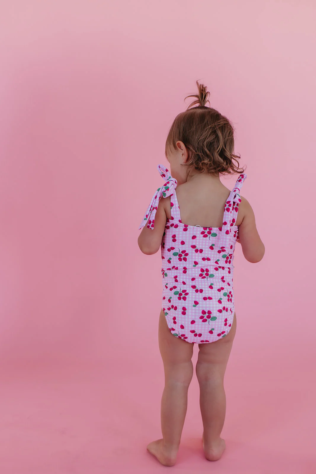 GIRLS TIE STRAP ONE PIECE IN ROSIE RASPBERRY BY PINK DESERT - Image 4