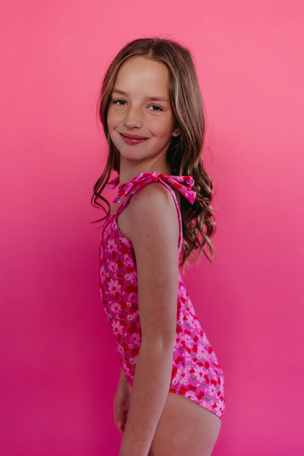 GIRLS TIE STRAP ONE PIECE IN CHERRY BLOOM BY PINK DESERT - Image 4