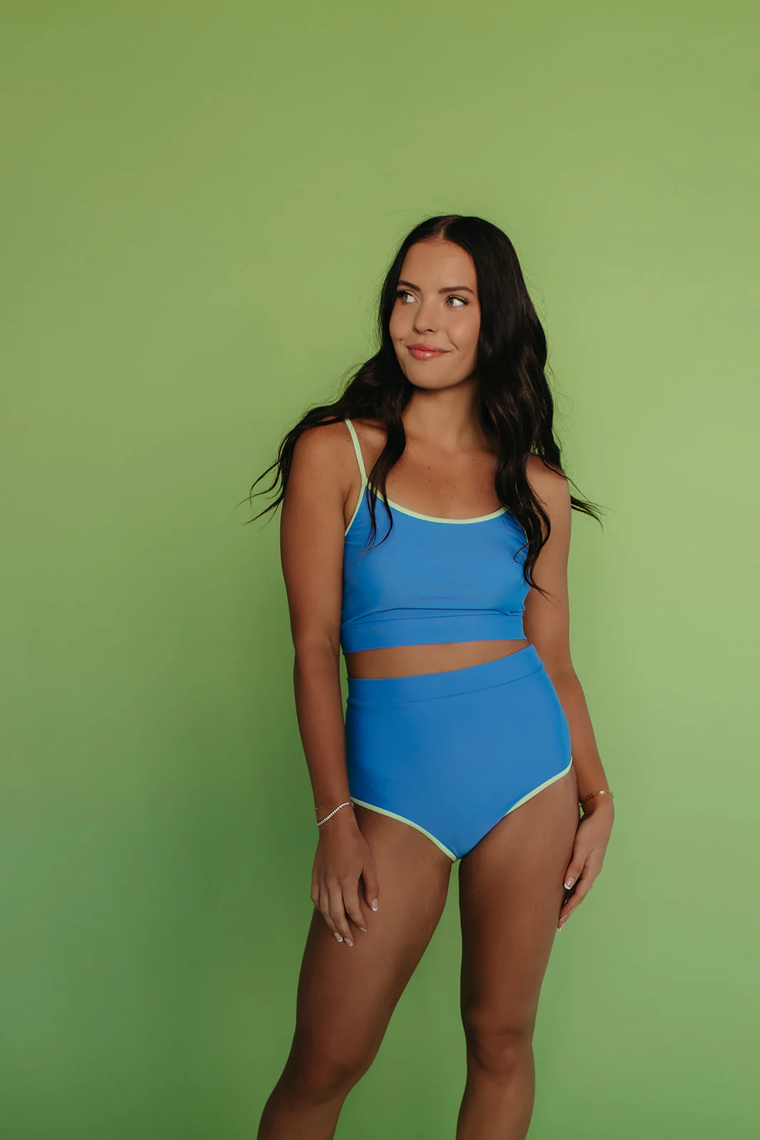 CONTRAST TRIM SWIM TOP IN OCEAN BLUE BY PINK DESERT - Image 3