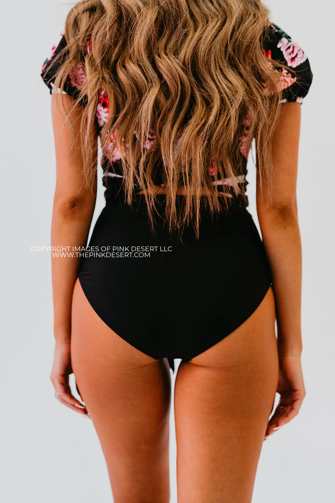 HIGH WAIST TIE FRONT SWIM BOTTOMS IN BLACK BY PINK DESERT - Image 2