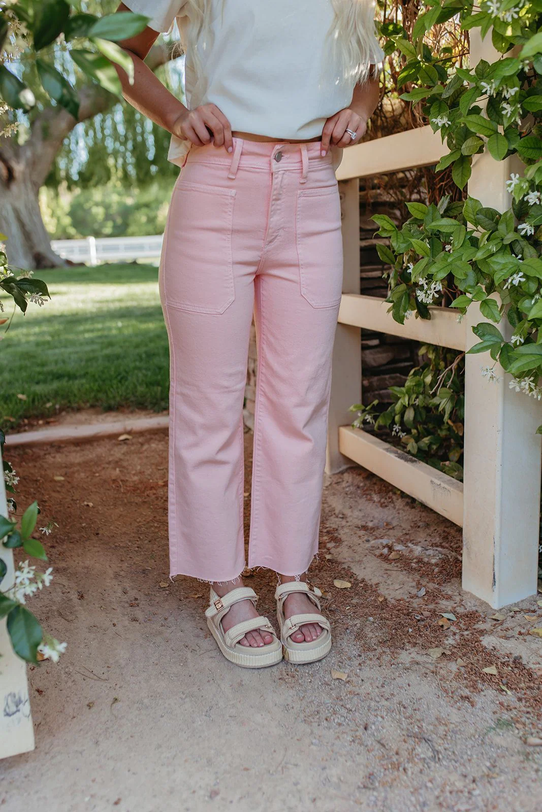 JBD UTILITY WIDE LEG JEANS IN PEACH - Image 6
