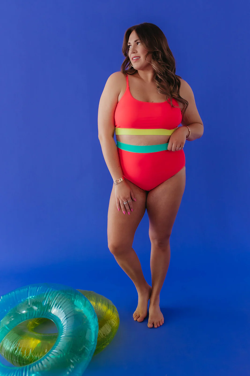 MIAMI SWIM TOP IN NEON COLORBLOCK BY PINK DESERT - Image 24