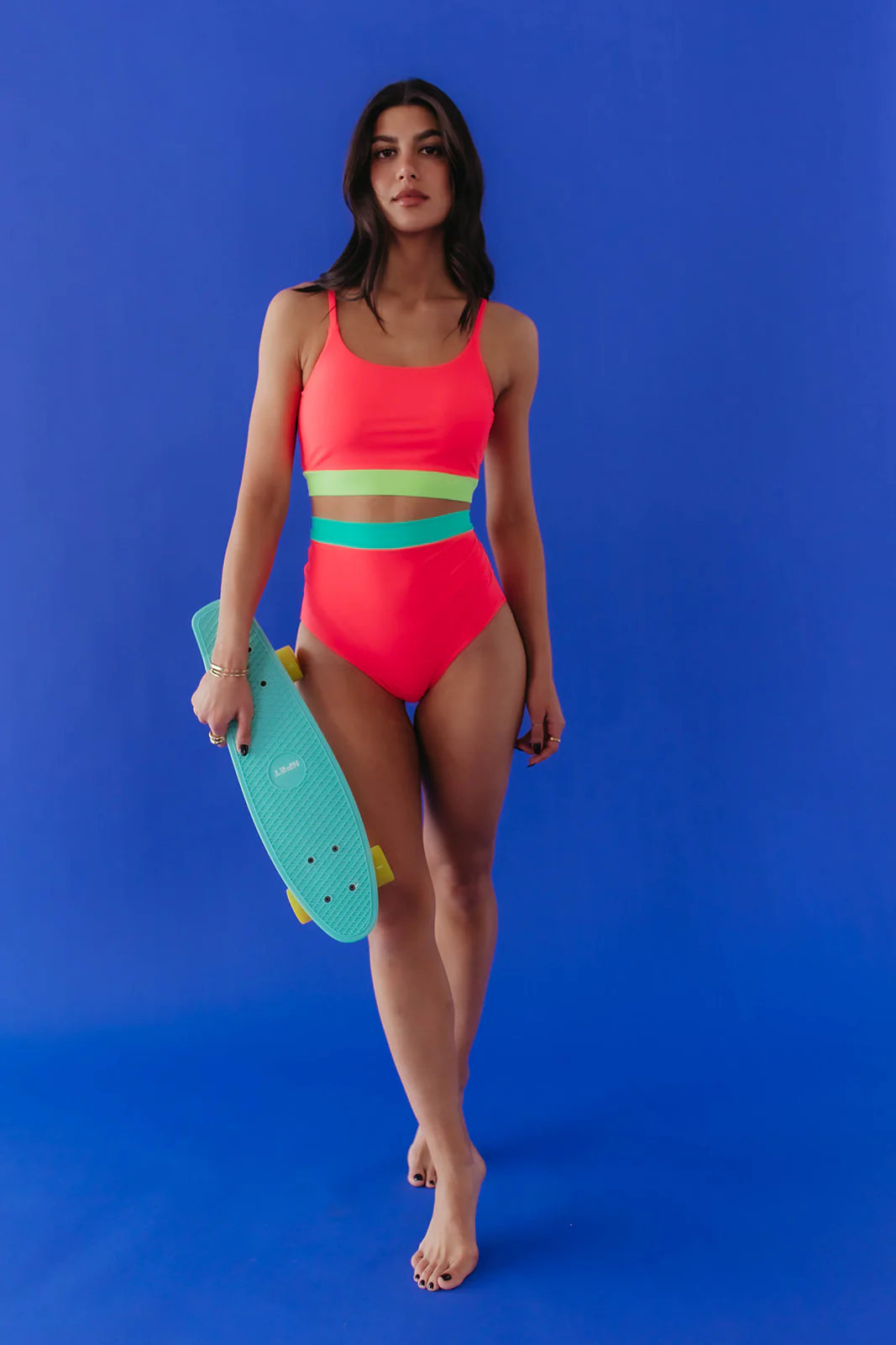 MIAMI SWIM TOP IN NEON COLORBLOCK BY PINK DESERT - Image 26