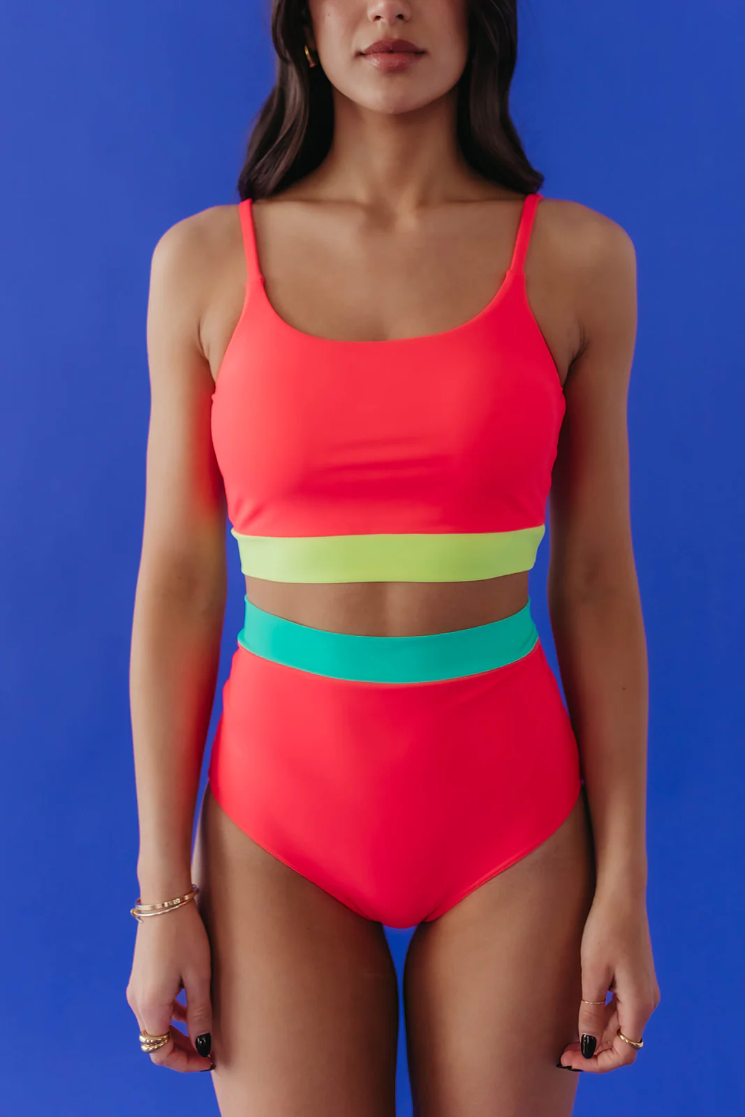 MIAMI SWIM TOP IN NEON COLORBLOCK BY PINK DESERT - Image 28