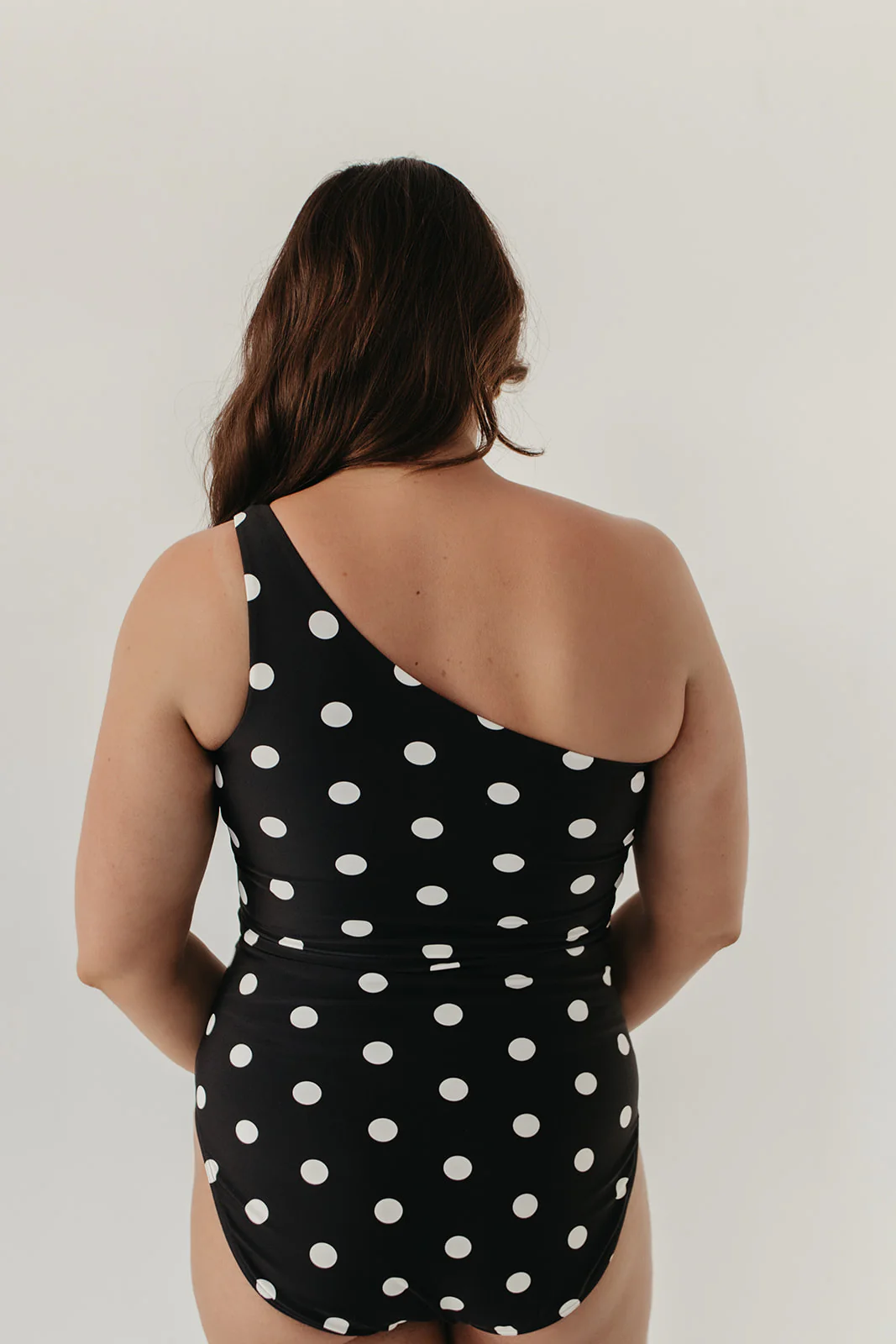 RUCHED ONE SHOULDER ONE PIECE IN DOTS BY PINK DESERT - Image 6