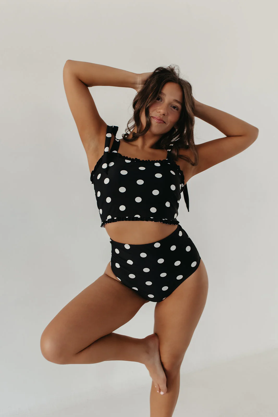 HIGH WAIST SWIM BOTTOMS IN DOTS BY PINK DESERT - Image 4