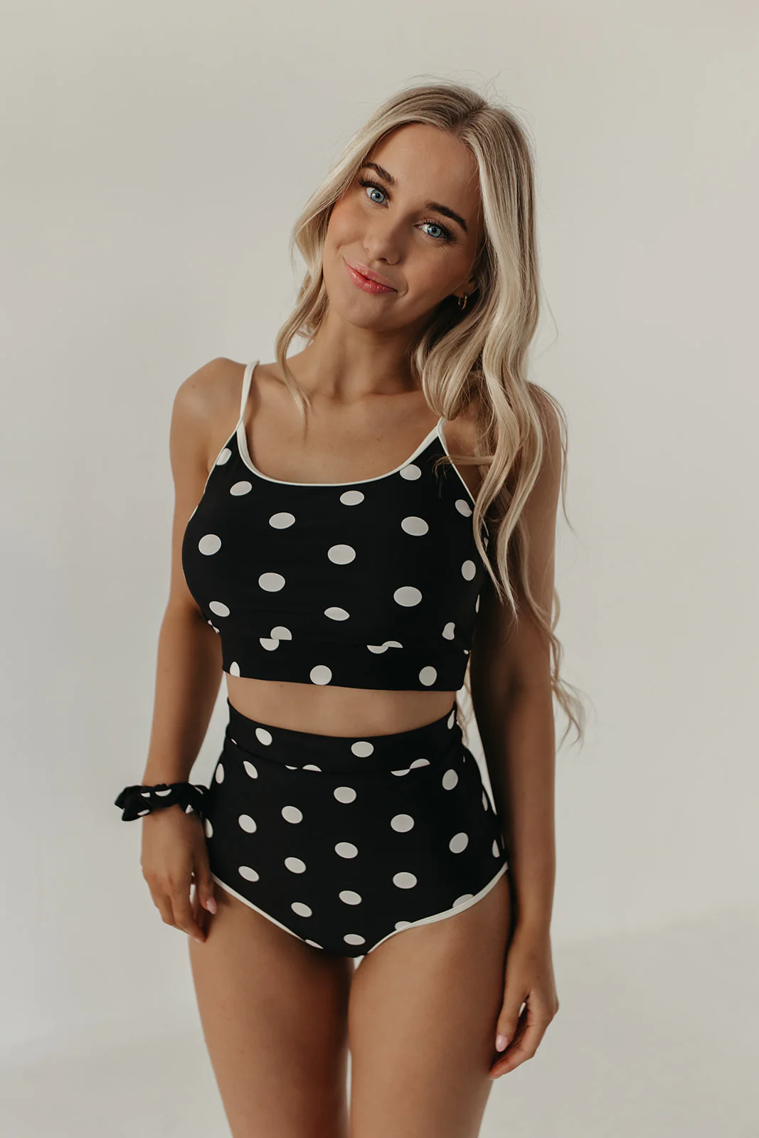 CONTRAST TRIM SWIM TOP IN DOTS BY PINK DESERT - Image 6
