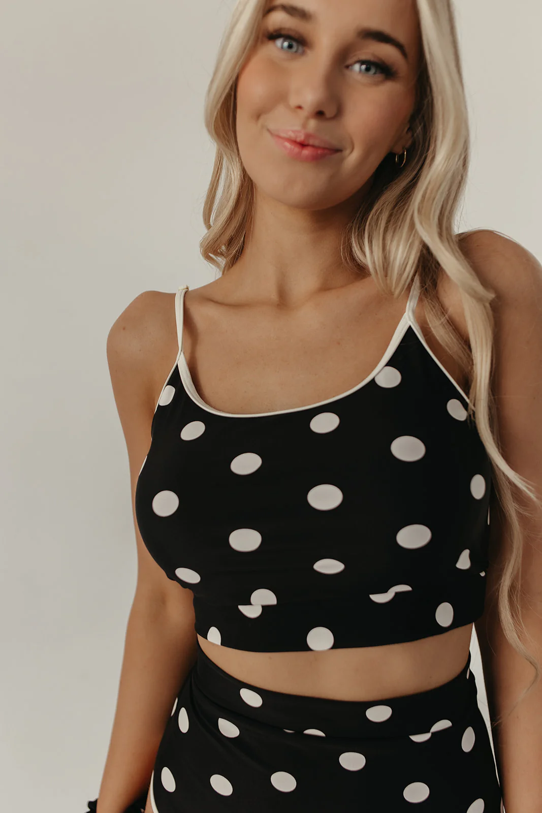 CONTRAST TRIM SWIM TOP IN DOTS BY PINK DESERT - Image 7