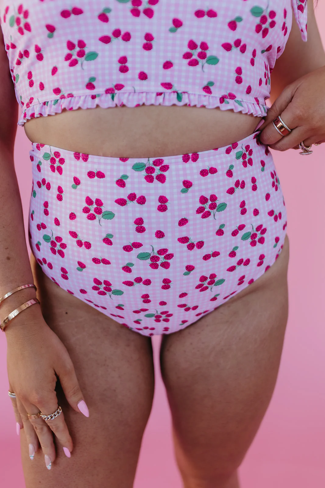 HIGH WAIST SWIM BOTTOMS IN ROSIE RASPBERRY BY PINK DESERT - Image 7