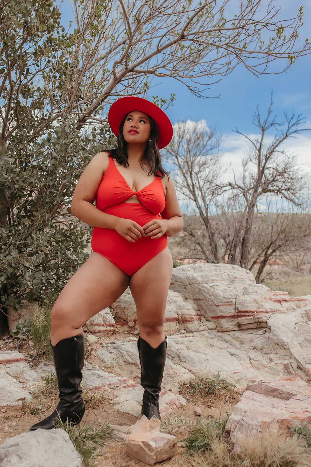 RED HOT KNOTTED FRONT ONE PIECE BY SARAH TRIPP X PINK DESERT - Image 17