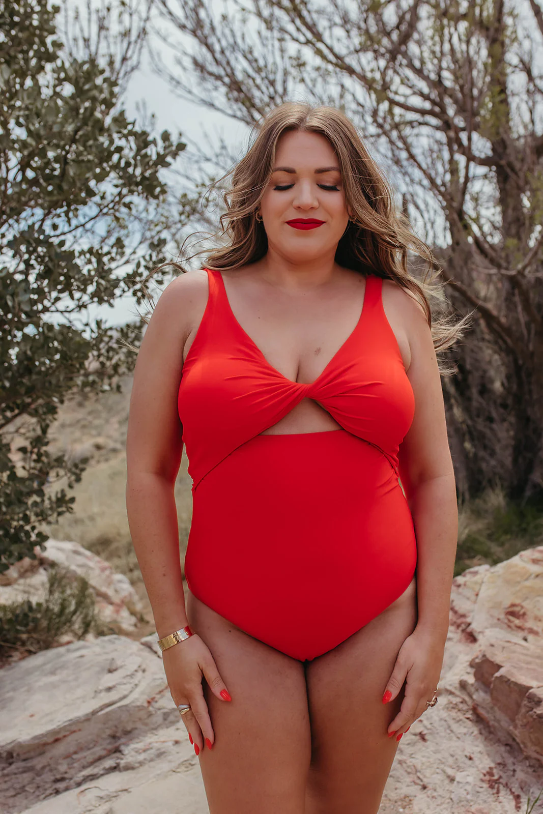 RED HOT KNOTTED FRONT ONE PIECE BY SARAH TRIPP X PINK DESERT - Image 26