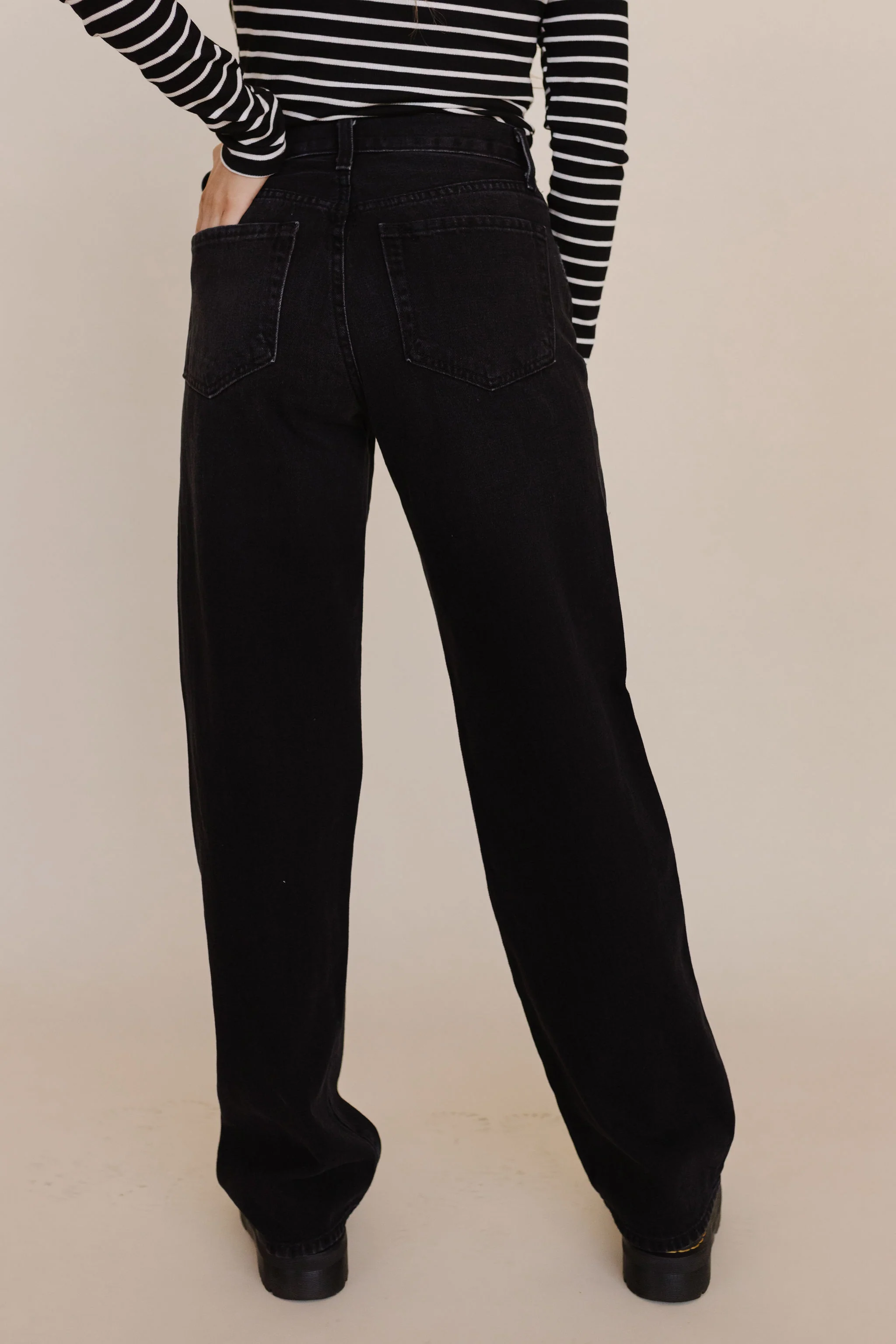 RELAXED STRAIGHT JEANS IN WASHED BLACK BY JUST BLACK DENIM - Image 4