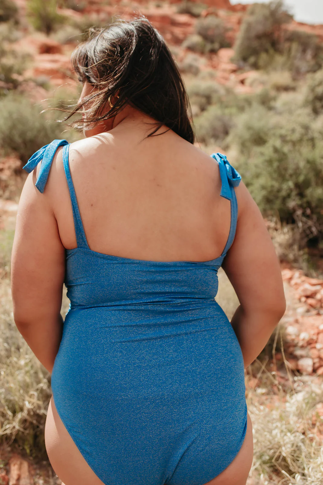 RUCHED TIE STRAP ONE PIECE IN OCEAN BLUE SHIMMER BY SARAH TRIPP X PINK DESERT - Image 18