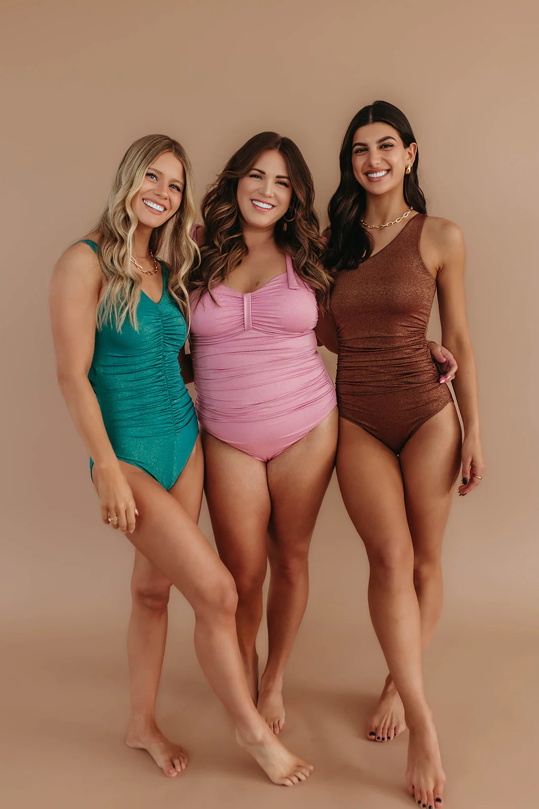 RUCHED TIE STRAP ONE PIECE IN PINK SHIMMER BY PINK DESERT - Image 15
