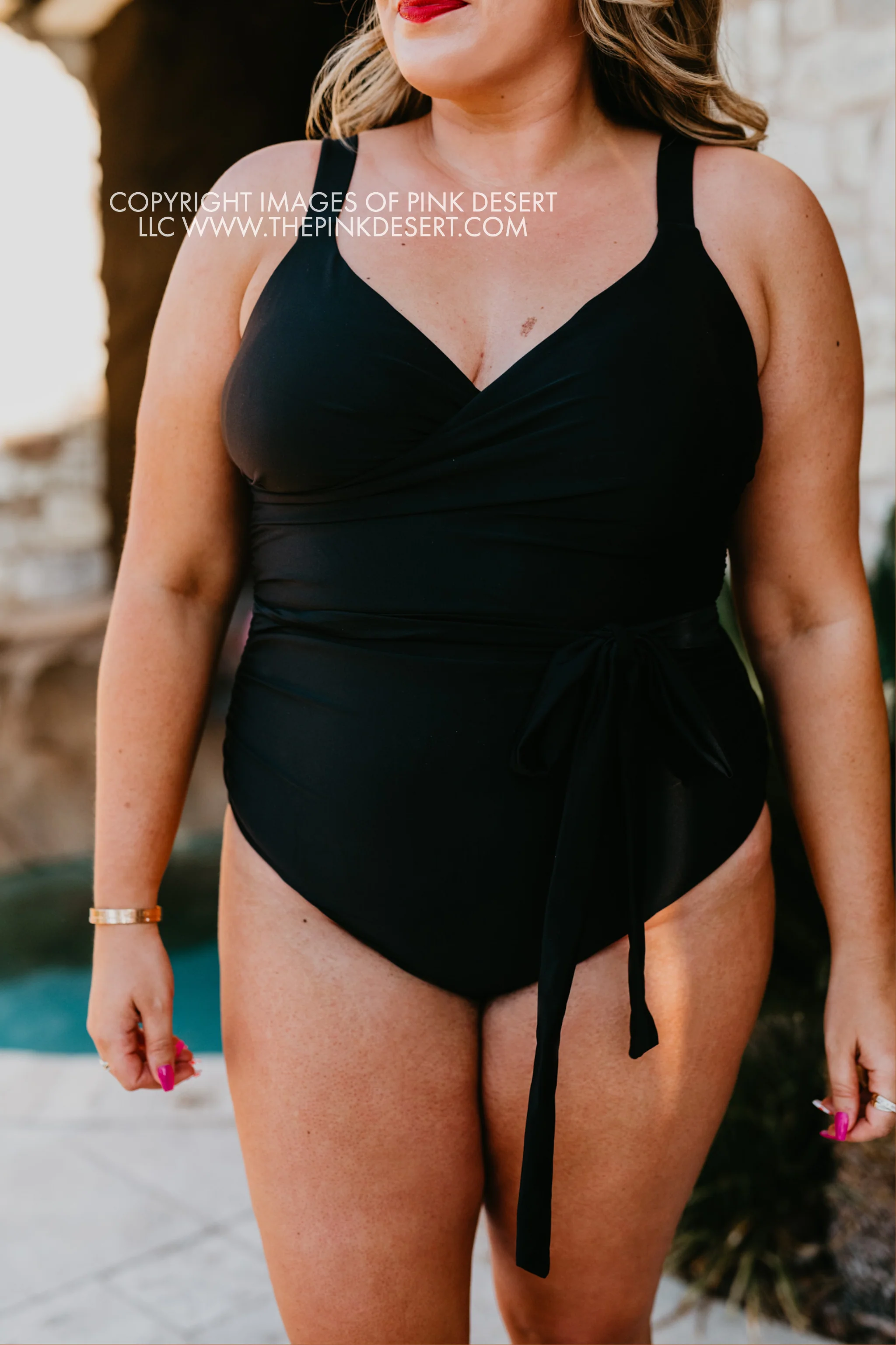 SASSY RED LIPSTICK X PINK DESERT SARAH WRAP ONE PIECE IN BLACK - Image 11