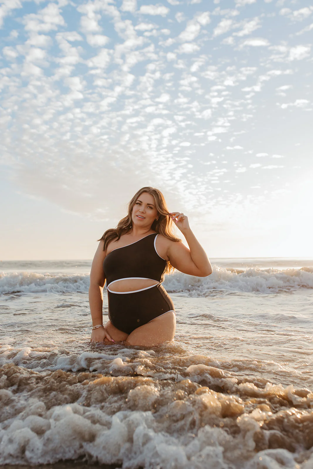 SHORELINE CUT OUT ONE PIECE IN BLACK WITH WHITE TRIM BY PINK DESERT - Image 4