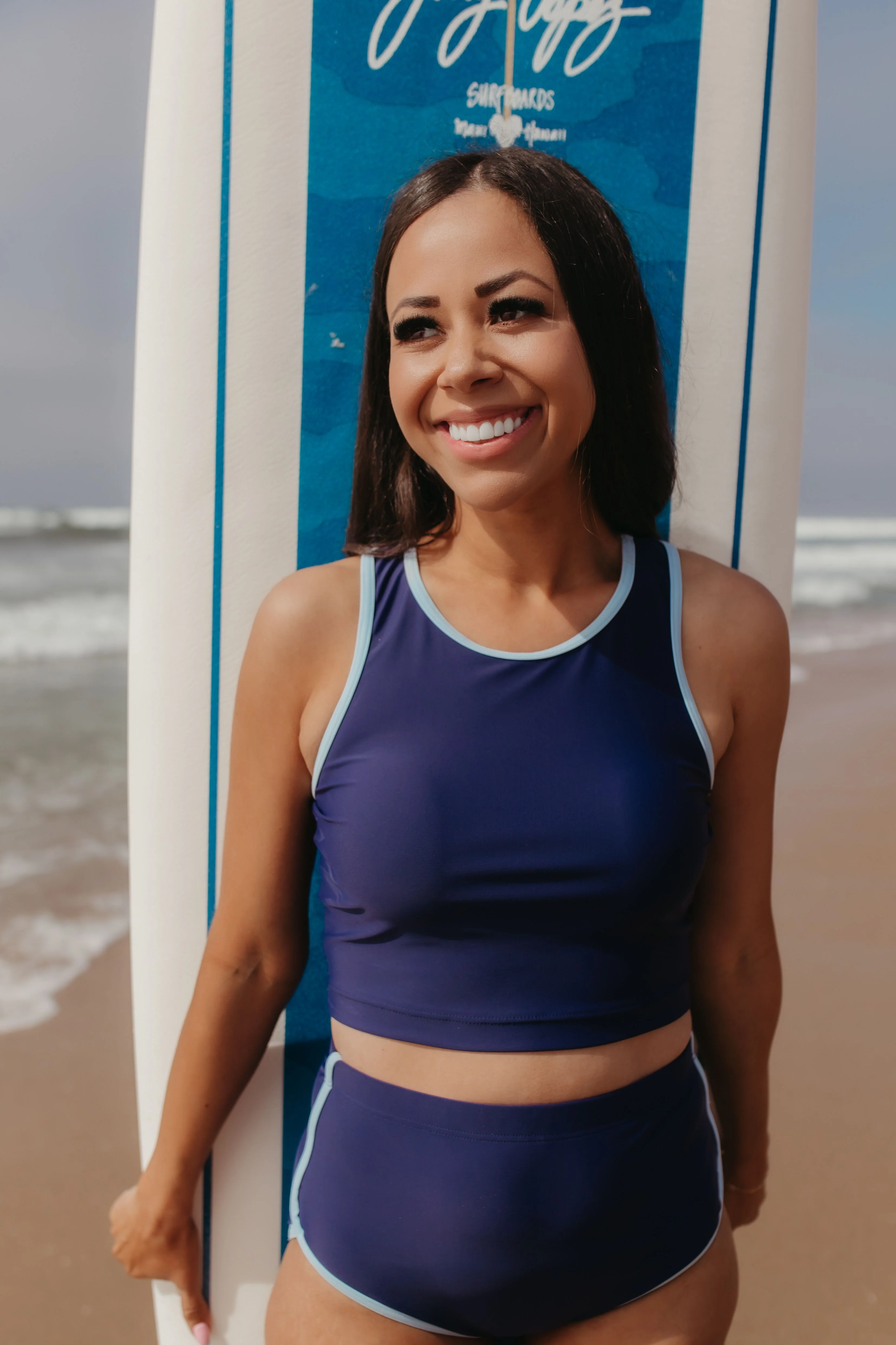 SURFS UP TWO PIECE IN NAVY WITH CONTRAST TRIM BY PINK DESERT - Image 22