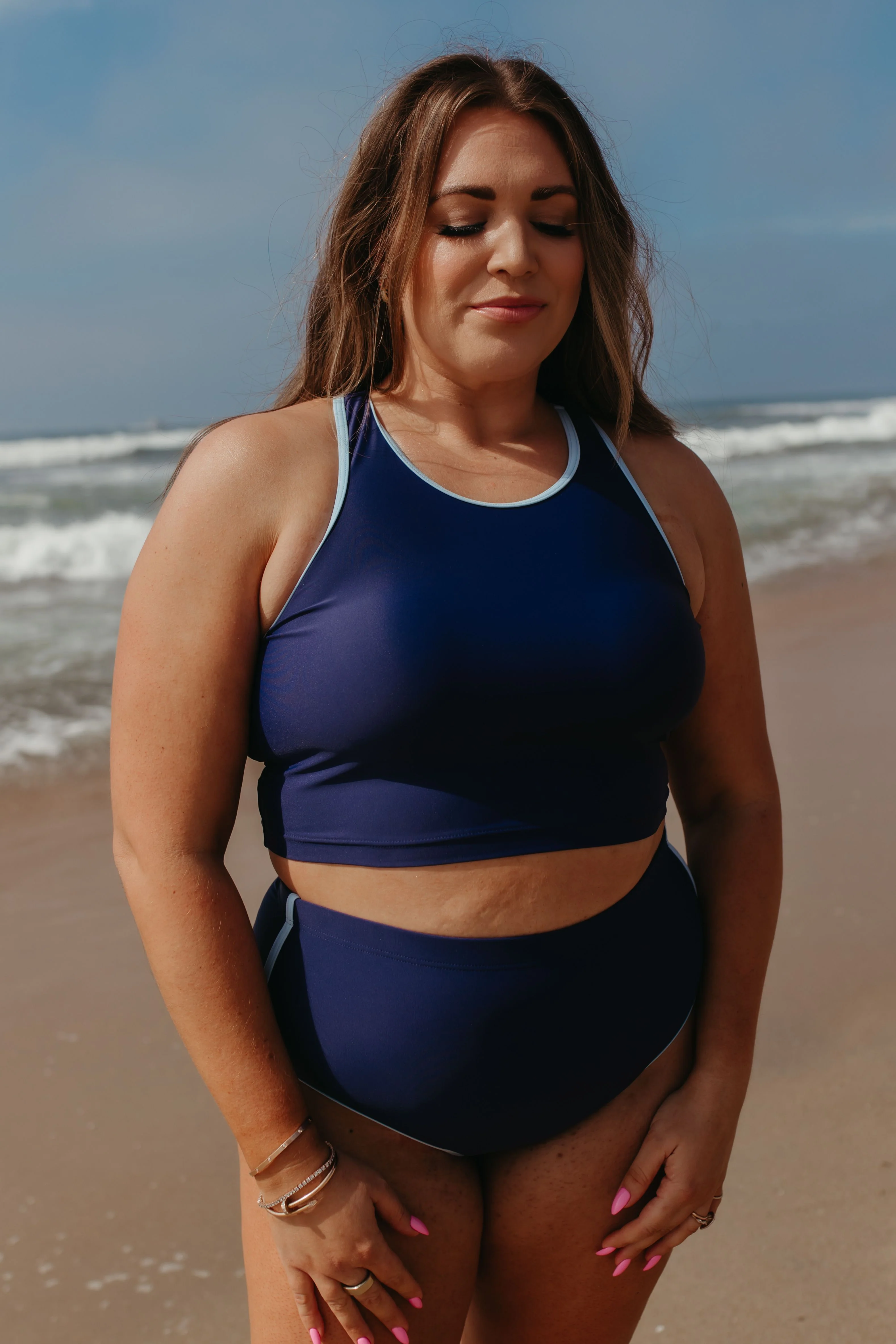 SURFS UP TWO PIECE IN NAVY WITH CONTRAST TRIM BY PINK DESERT - Image 26