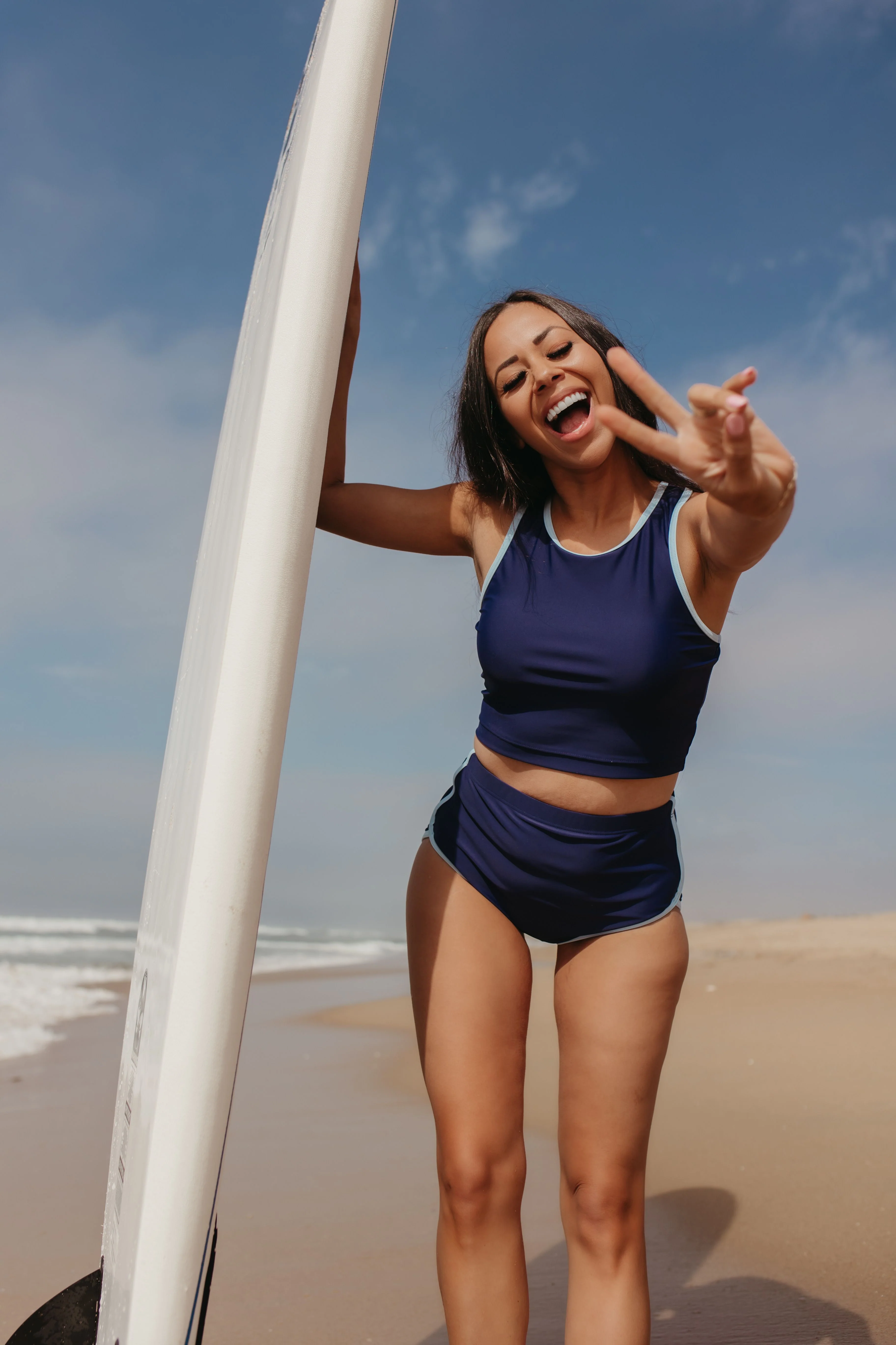 SURFS UP TWO PIECE IN NAVY WITH CONTRAST TRIM BY PINK DESERT - Image 4