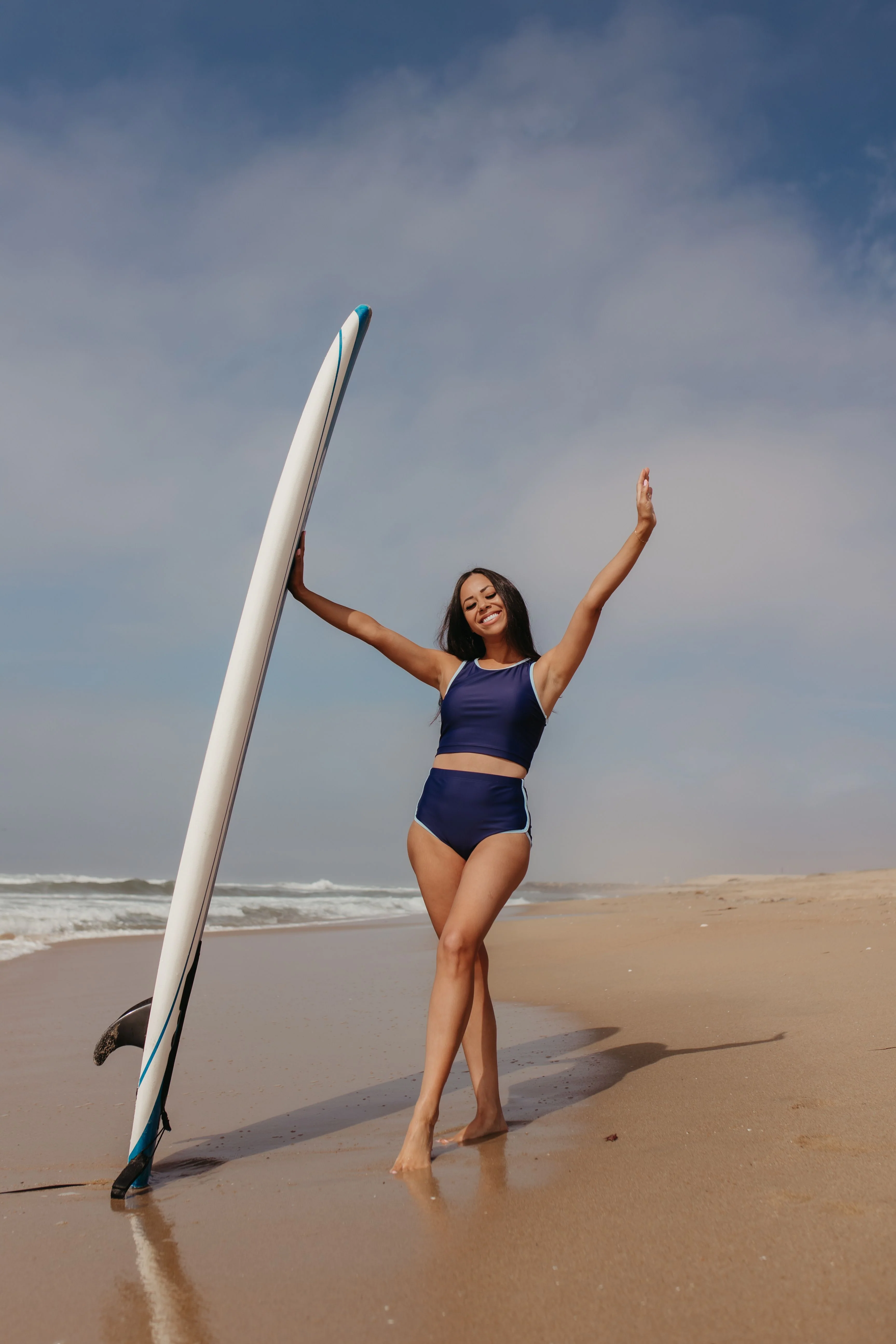 SURFS UP TWO PIECE IN NAVY WITH CONTRAST TRIM BY PINK DESERT - Image 7